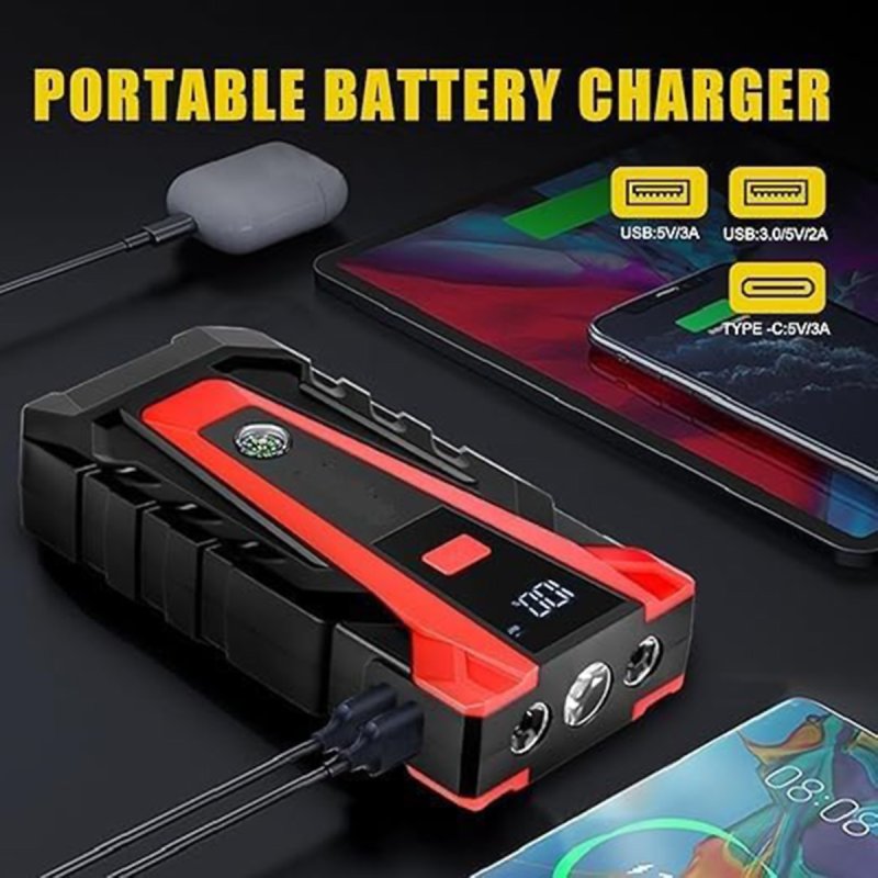 Thumbnail 1 de Arrancador de Batería Klack 12V 14000 mAh con pinzas inteligentes, Power Bank USB‑C PD, linterna LED SOS y estuche
