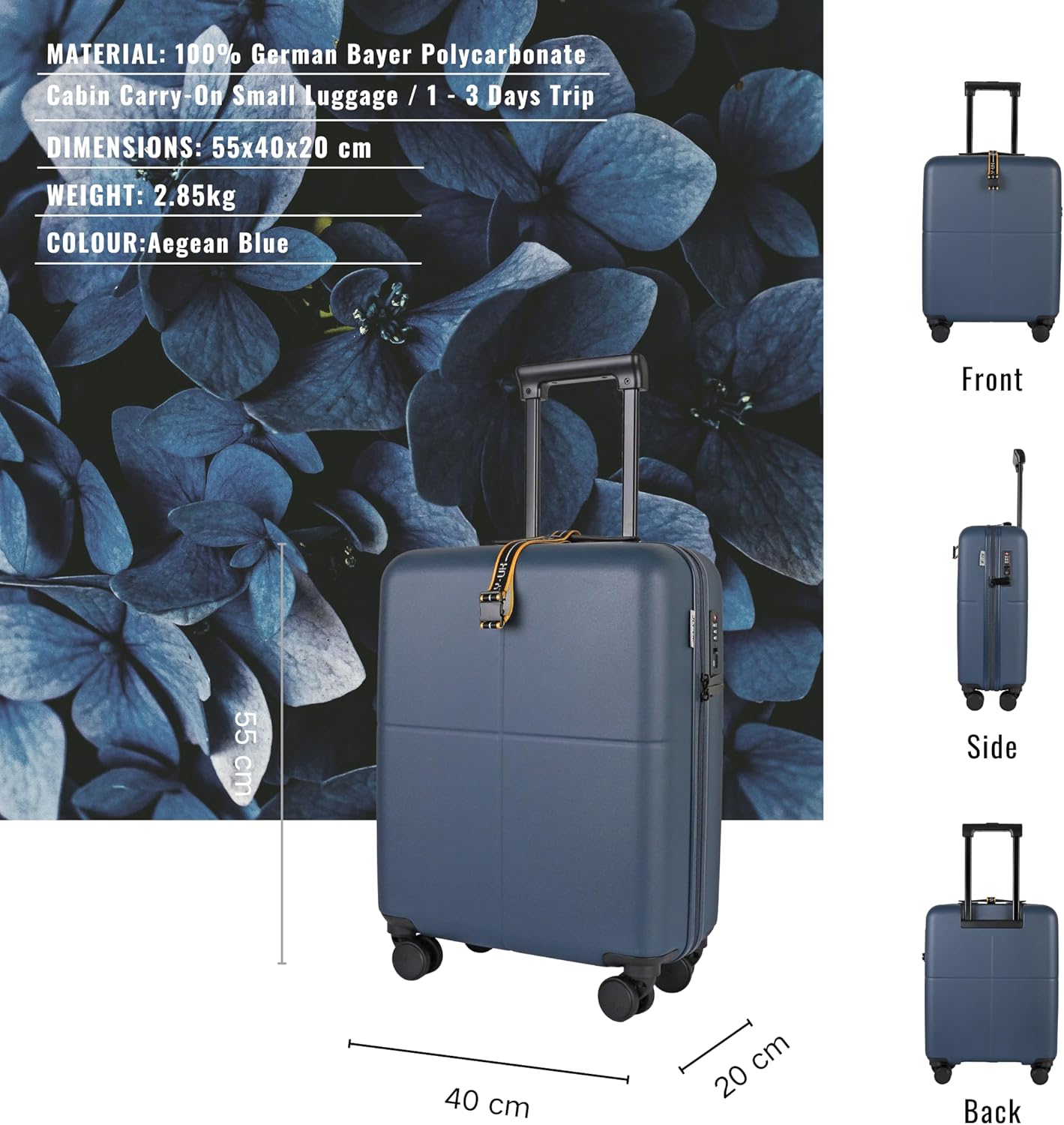 Thumbnail 4 de JLY Small Cabin Suitcase: Lightweight Polycarbonate Carry-On with TSA Lock
