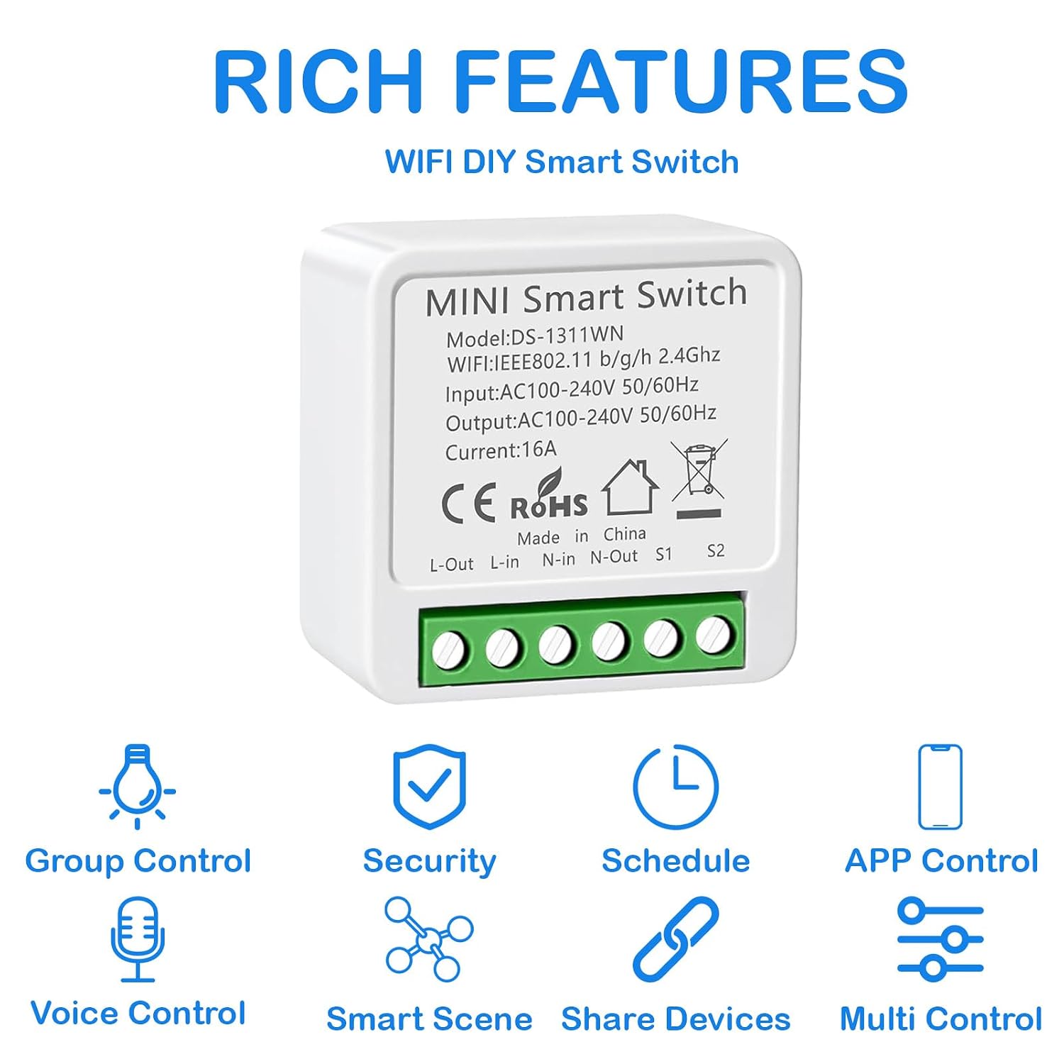 Detalle 2 de SOARFLY Interruptor Inteligente WIFI 16A