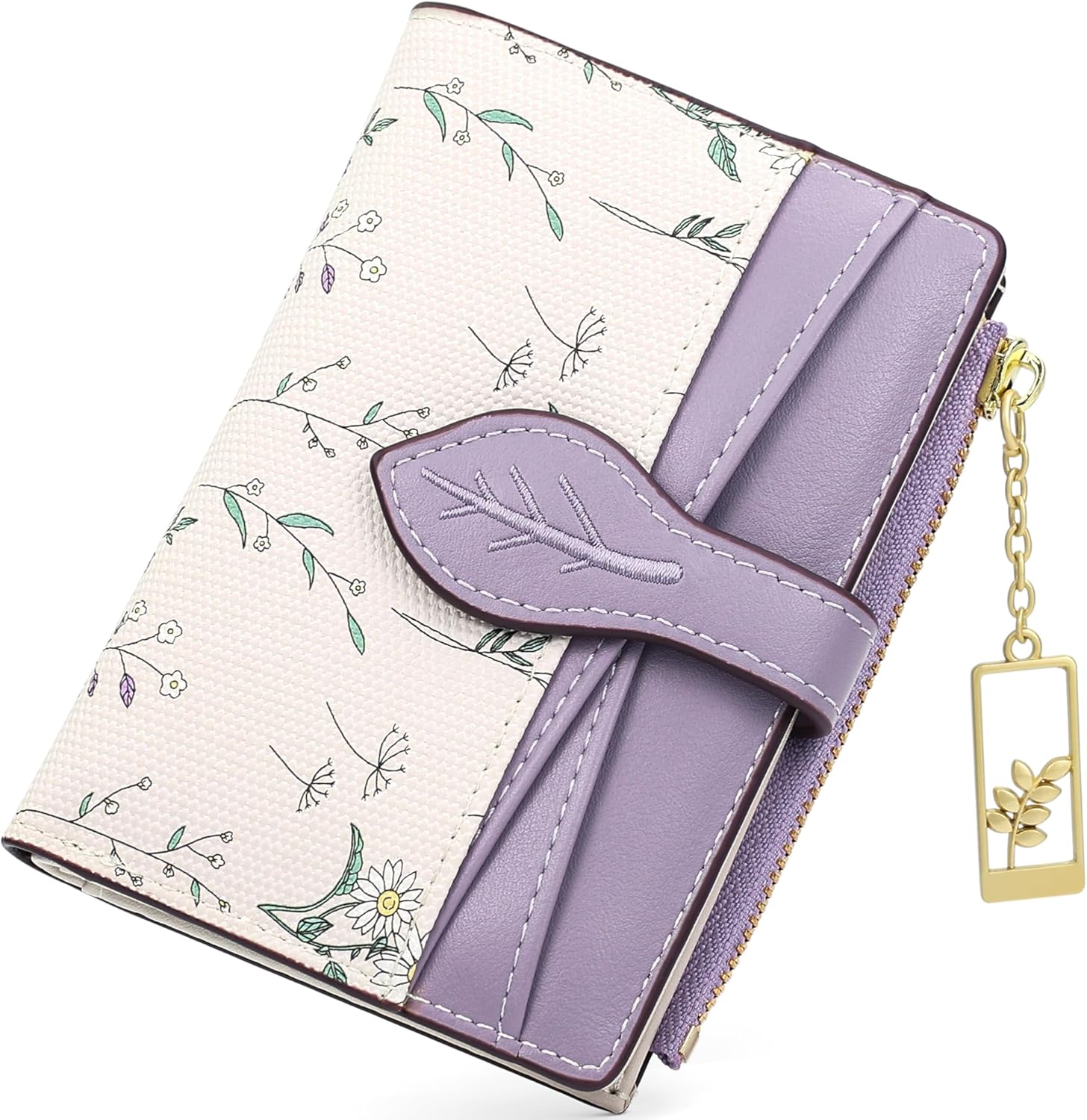 Farcauo Damen-Portemonnaie Mini mit Blumen-Design, Ausweisfach & Kartenhüllen