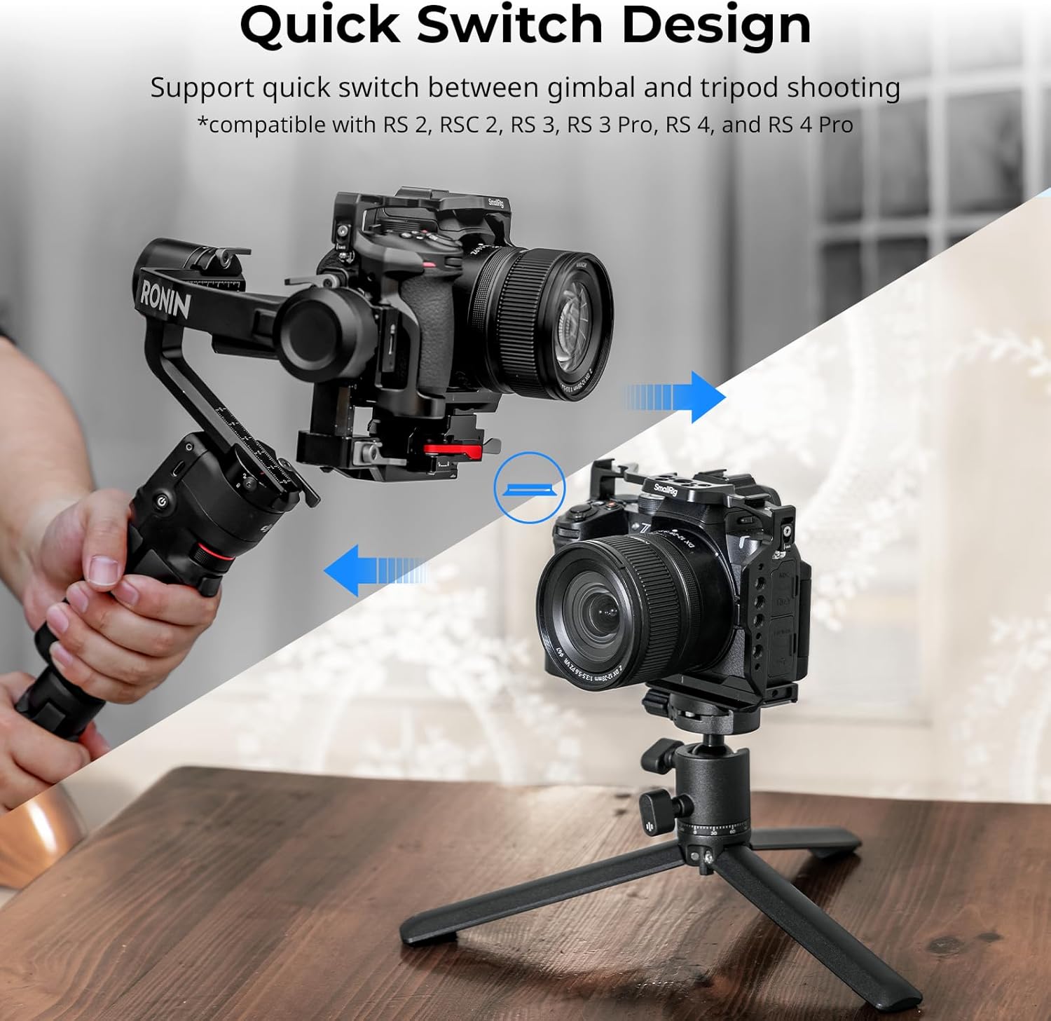 Thumbnail 4 de SmallRig Z50 II-Käfig für Nikon Z50 II – Aluminiumkäfig mit doppelter Blitzschuhhalterung, NATO-Schiene und Arca-Swiss Schnellwechselplatte (4980B)