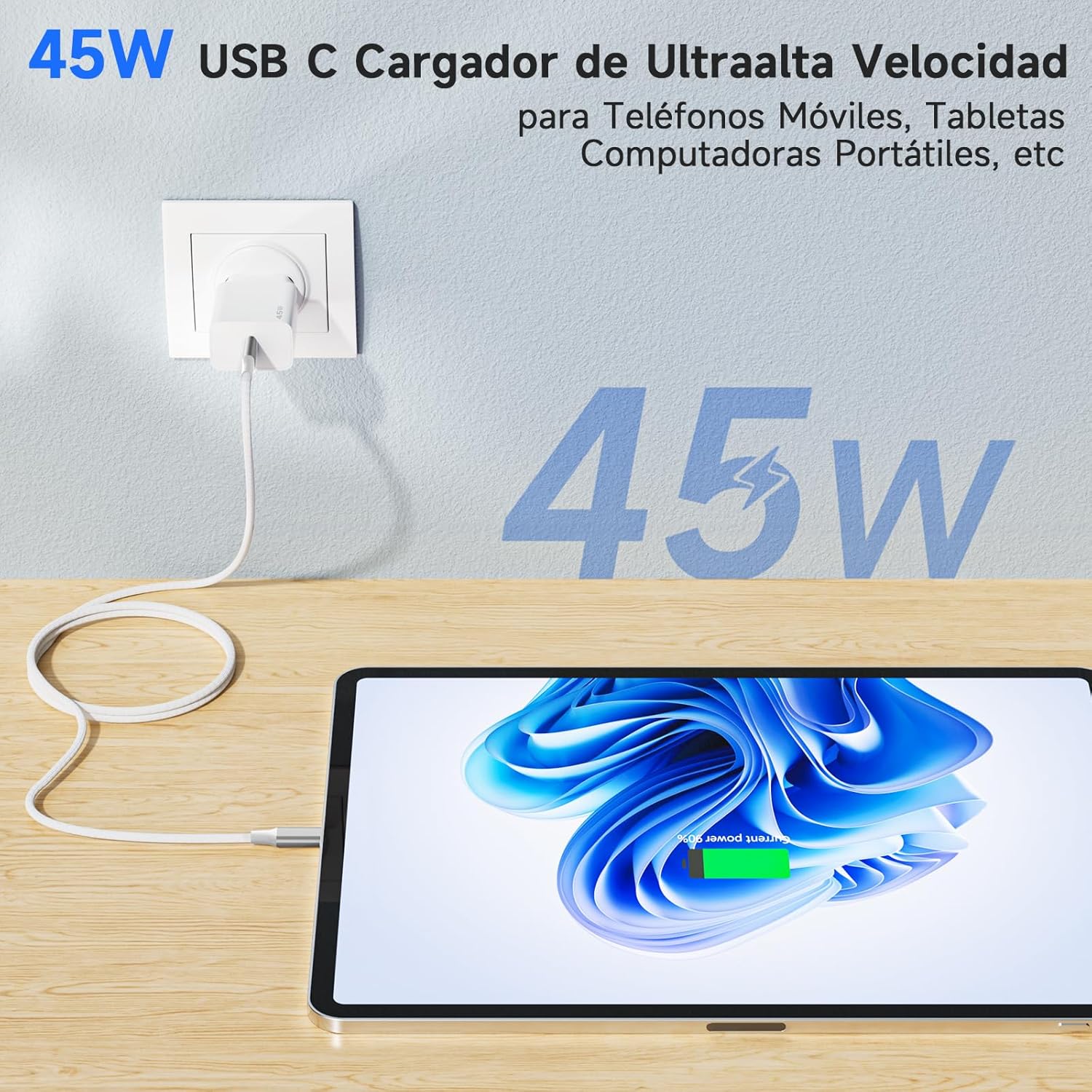 Detalle 1 de HYDOOD Cargador USB C 45W Galaxy e iPhone