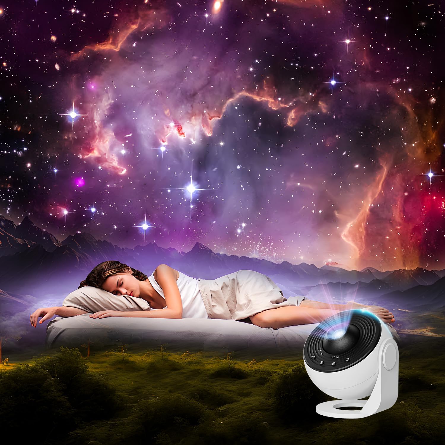 Detalle 2 de Planetarium Projector for Bedroom (13-in-1) Galaxy Star Projector with Timer, Nebula Night Light – White