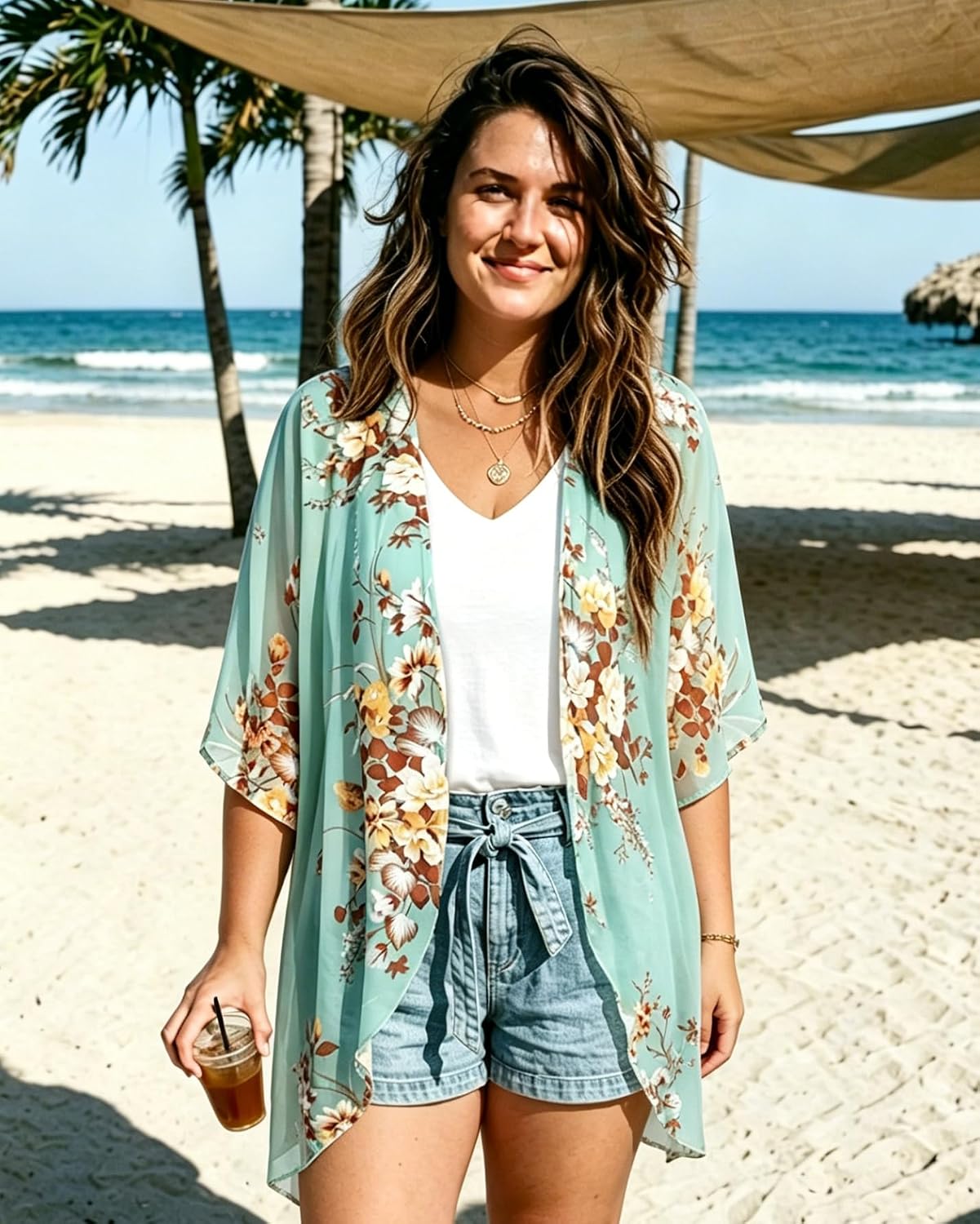 Detalle 2 de CHICGAL Women's Kimono Cardigan in Chiffon