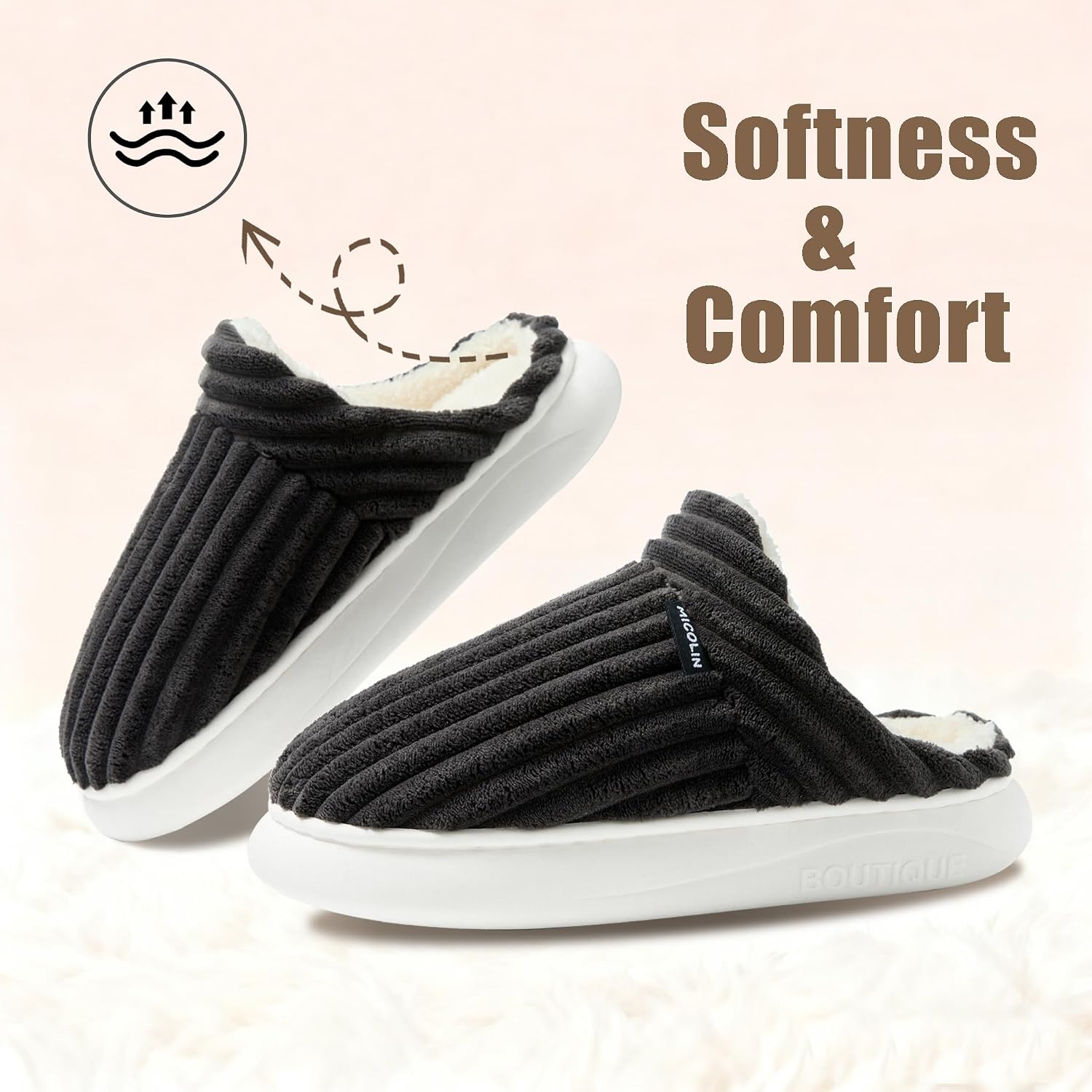 Thumbnail 6 de Misolin Chaussons Femme Hiver Chaud