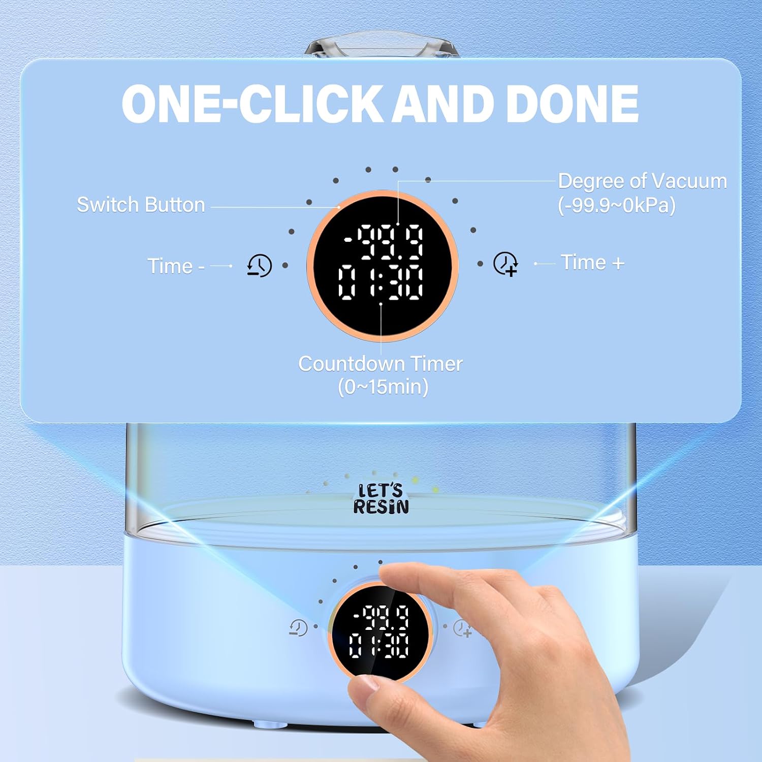 Detalle 2 de LET'S RESIN Airzero Resin Bubble Remover with Digital Display and Timer