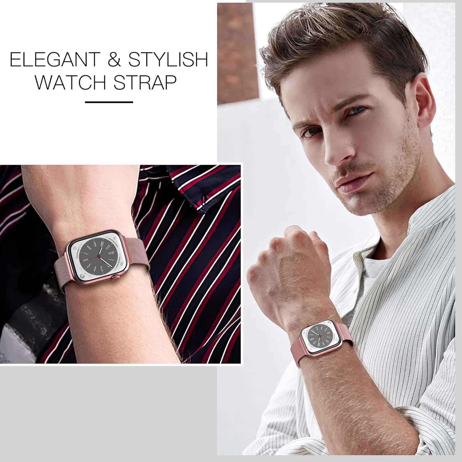 Thumbnail 5 de Higgs Metal Strap for Apple Watch (Rosepink) – Dual Magnetic Adjustable Replacement Band