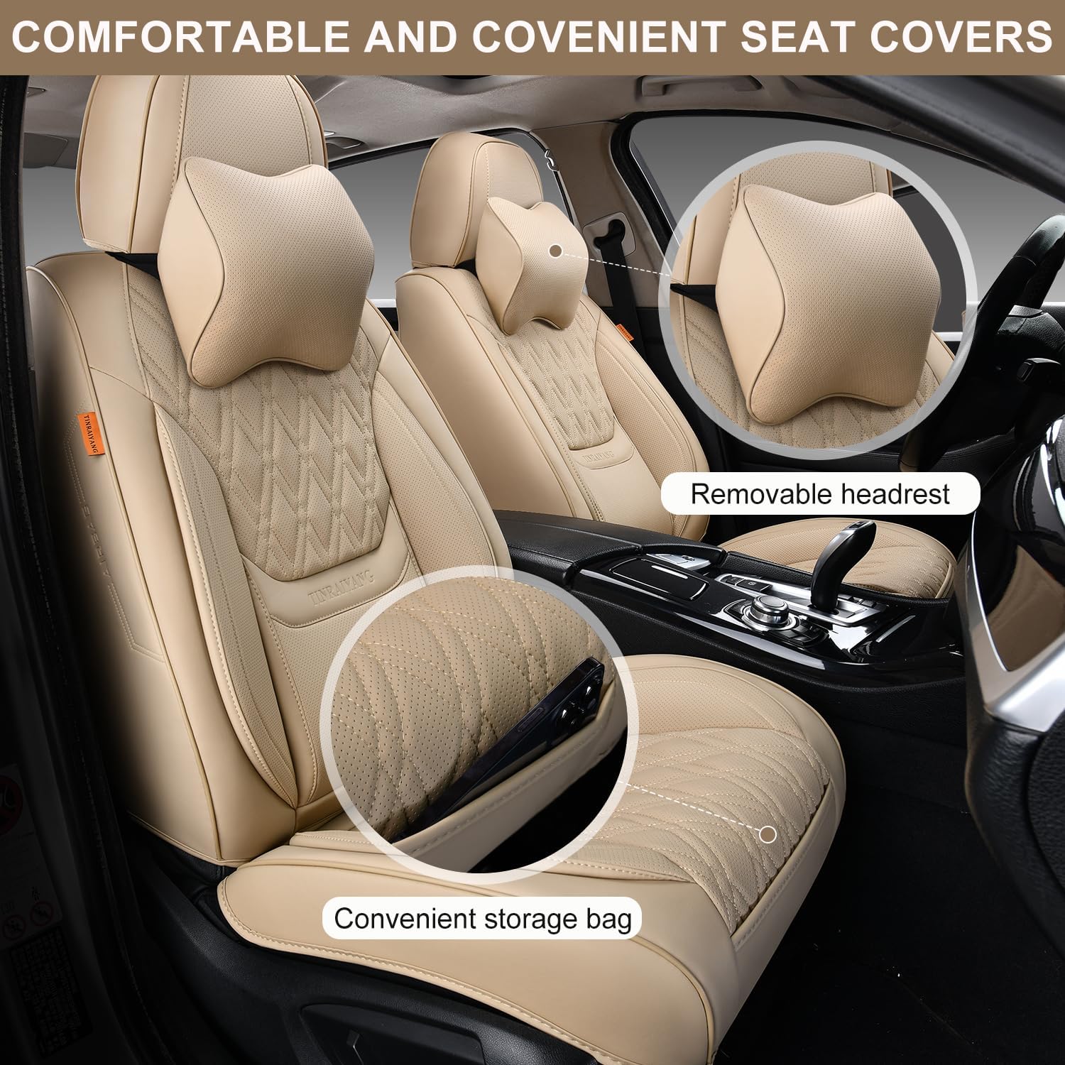 Detalle 2 de TINRAIYANG Car Seat Covers Full Set 3-Piece