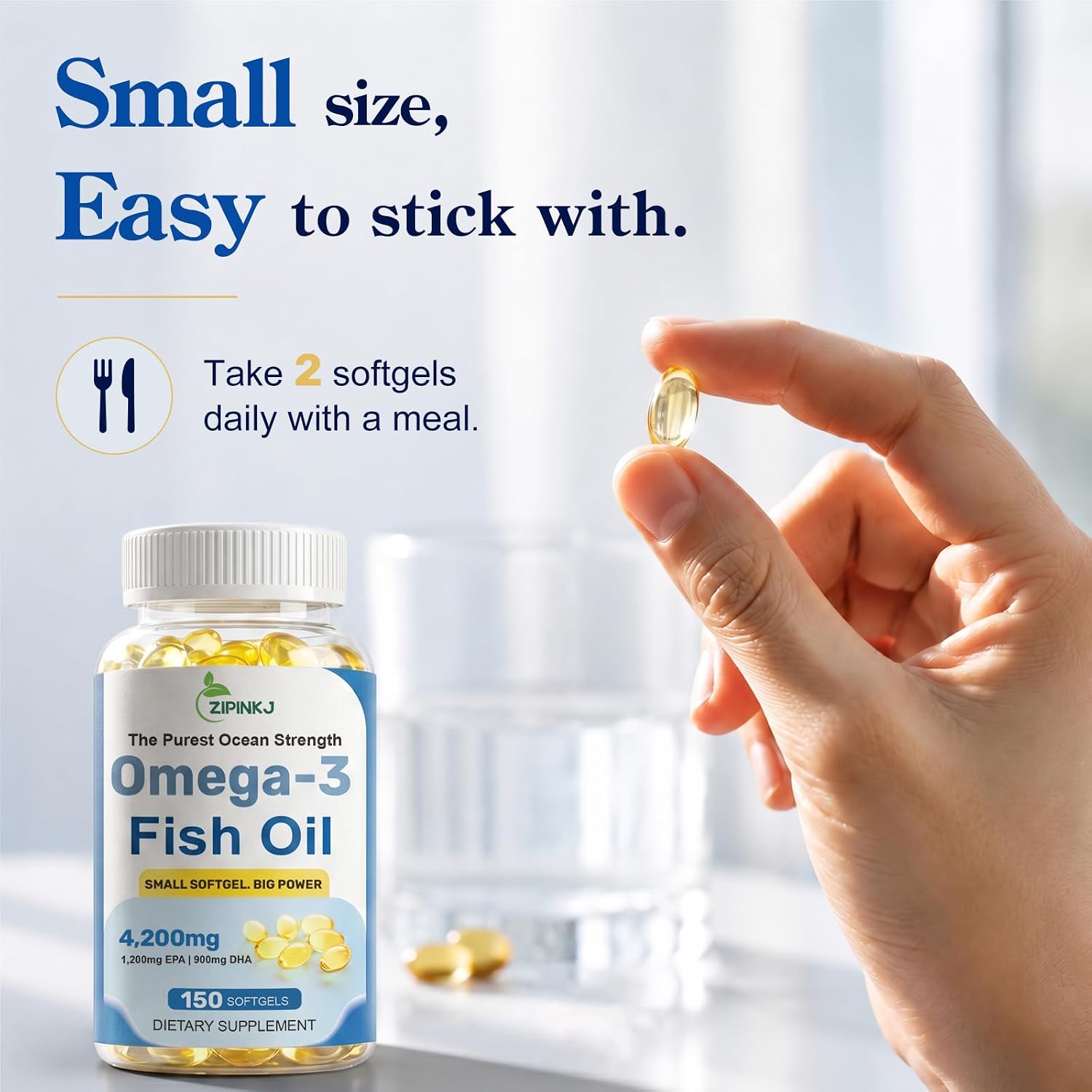 Detalle 2 de Wild-Caught Omega-3 Fish Oil Mini Softgels, 1,200 mg EPA + 900 mg DHA