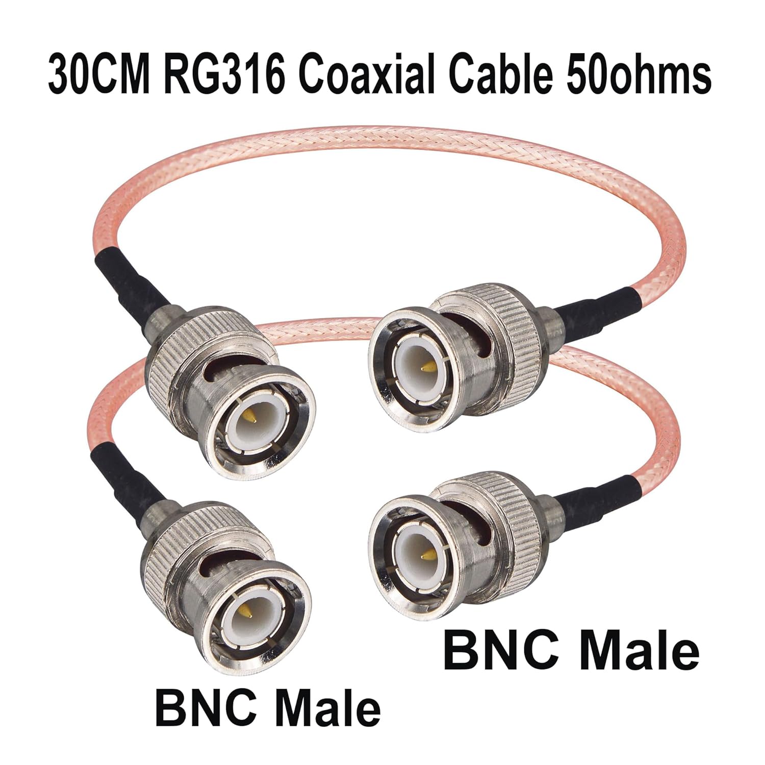 Thumbnail 1 de Boobrie RG316 BNC Cable 30cm: BNC Male to Male Coaxial Cable, 50 ohms, HD-SDI for CCTV and More