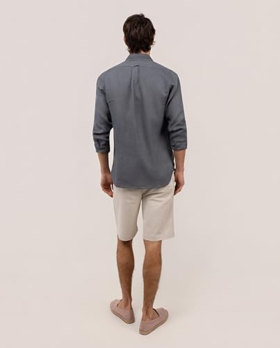 Detalle de El Ganso Camisa Lino Garment Dyed Button Down Gris