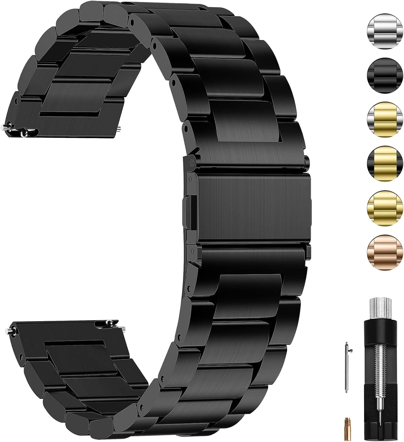 Detalle de Fullmosa horlogeband 16 mm in roestvrij staal, zilverkleurig, voor Timex