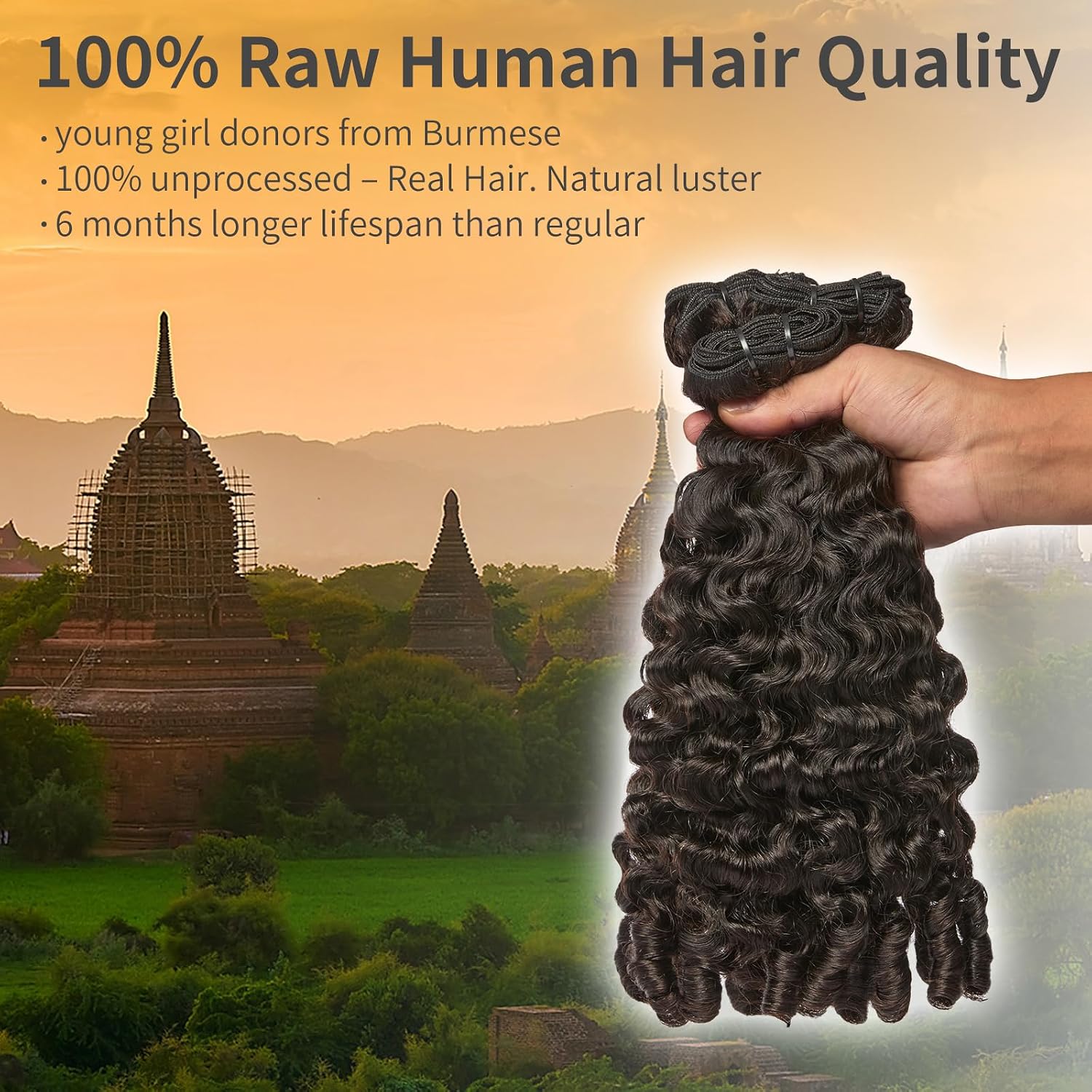 Thumbnail 1 de ASHINE Burmese Curly Bundles 18-22 in