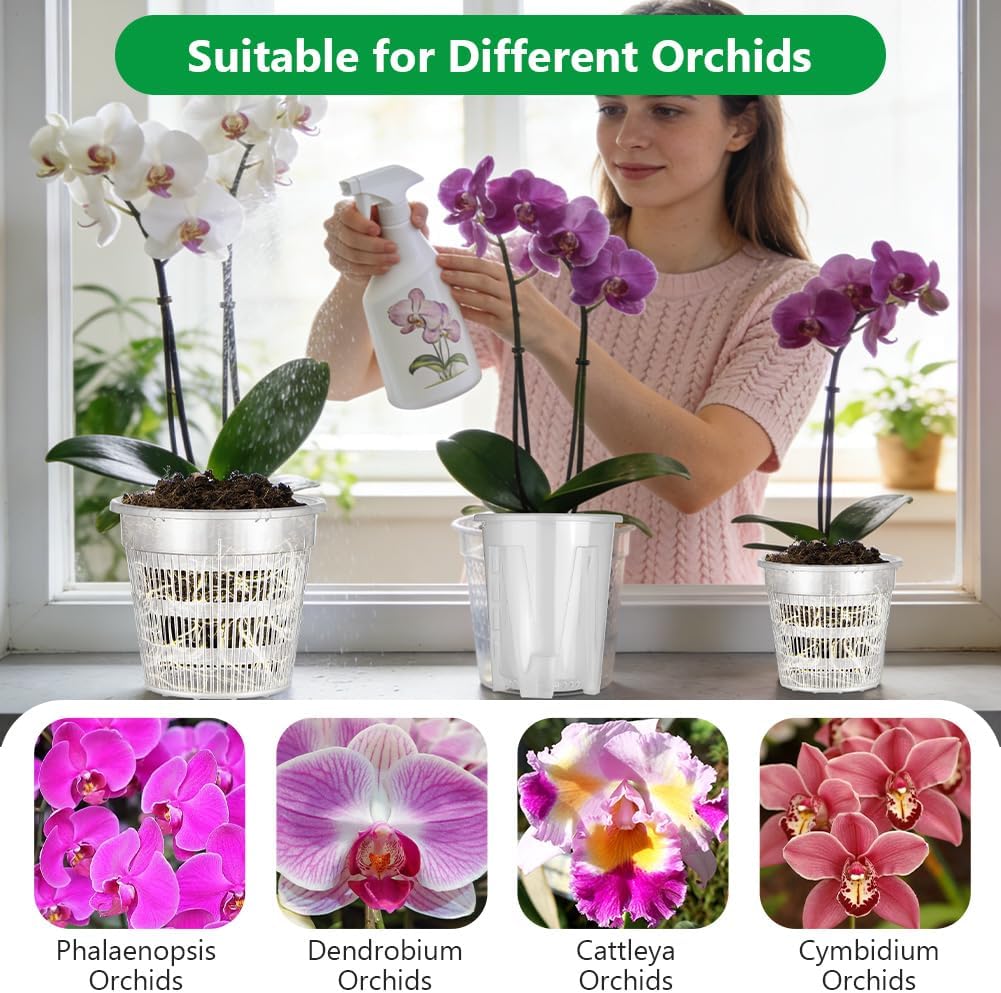 Thumbnail 6 de AOOWU 5416738 orchideeënpotten, set van 10, transparant PP met drainagegaten