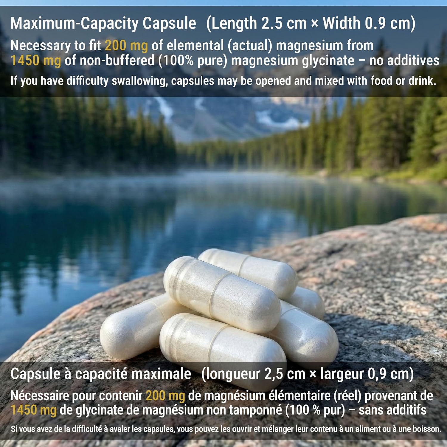Detalle de Nutritionn Magnesium Glycinate 200 mg Capsules, 60 Count, Pure Bisglycinate