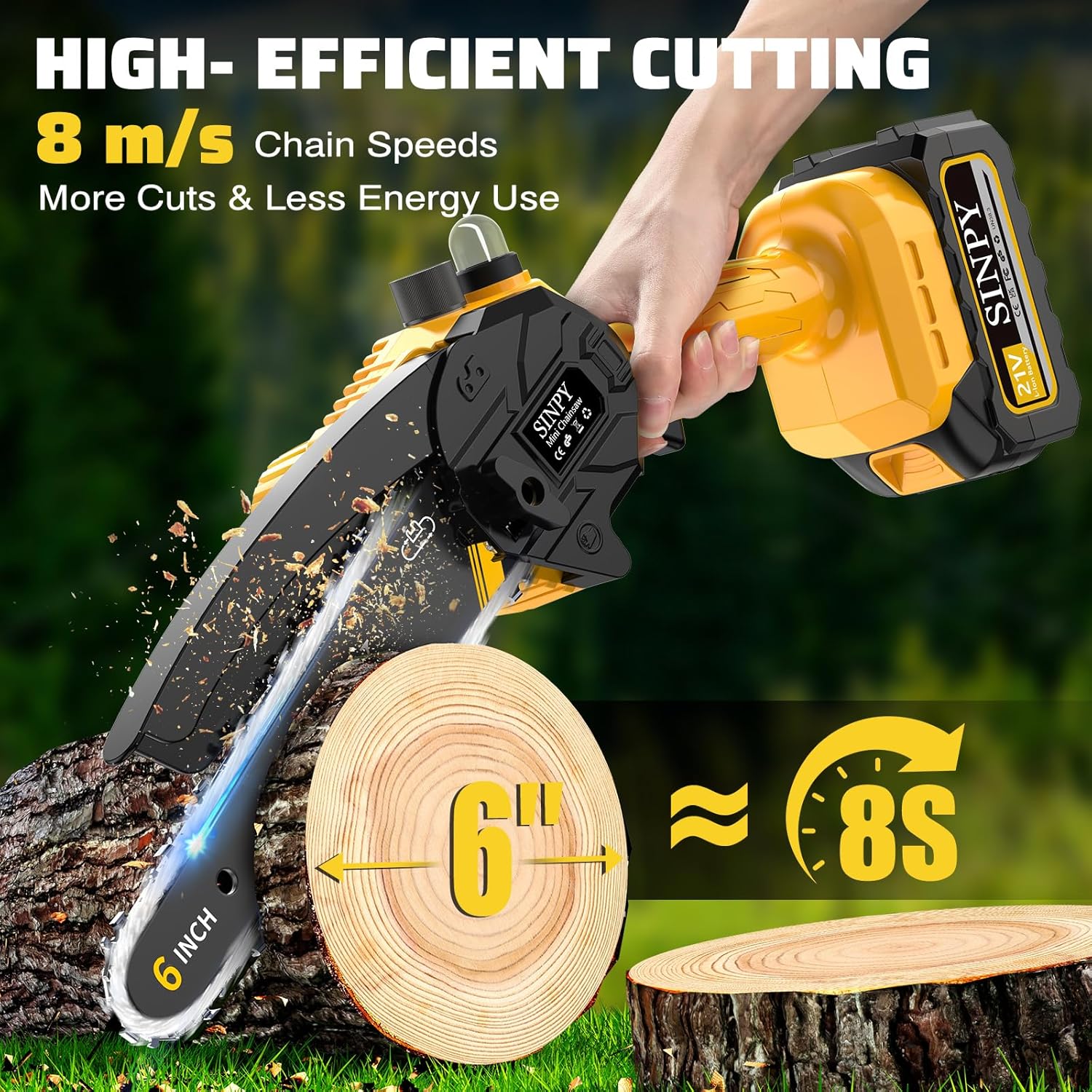 Thumbnail 2 de Mini Motosega a Batteria 880W 6" con 2x4000 mAh 🪚