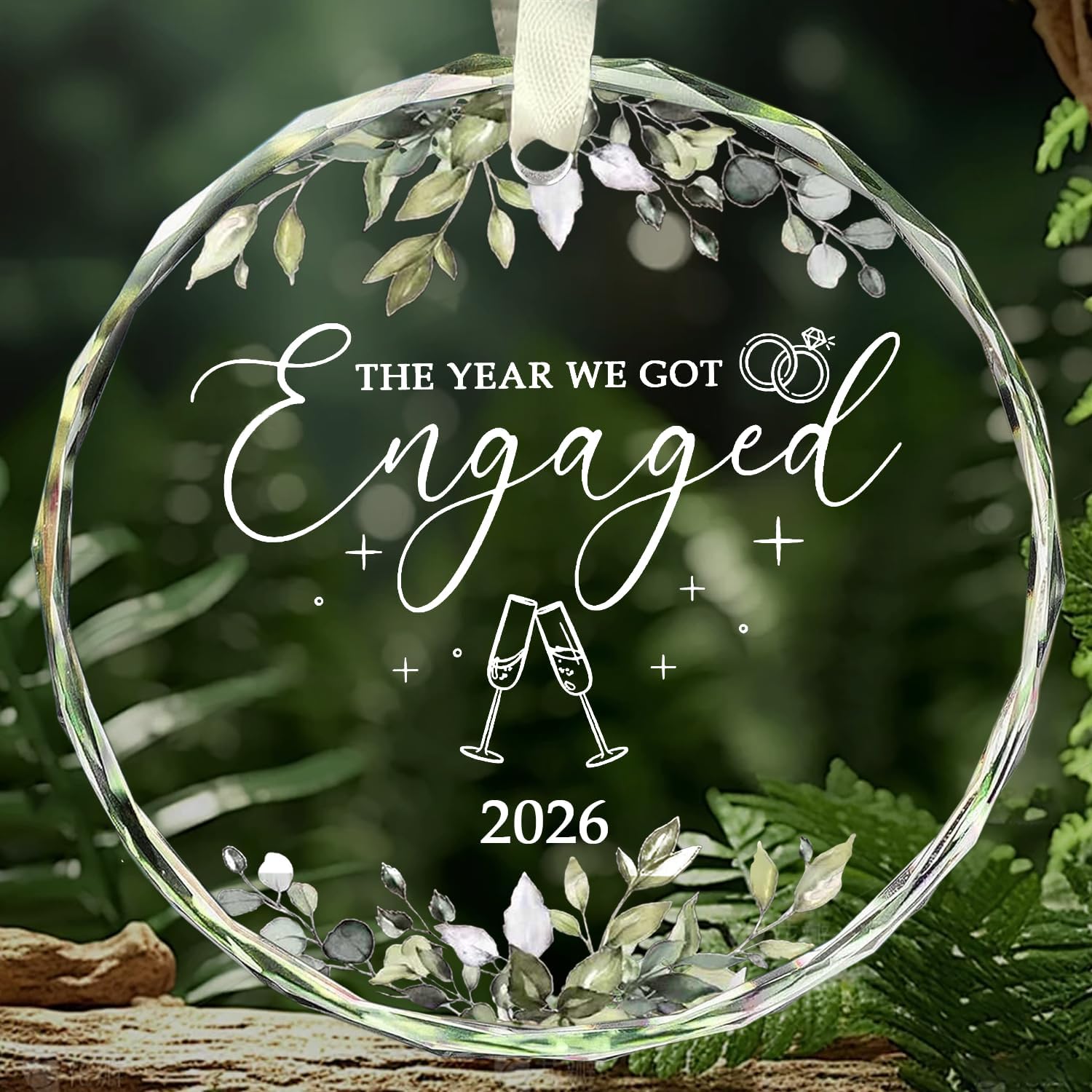 Detalle de Wedding Glass Ornament 2026