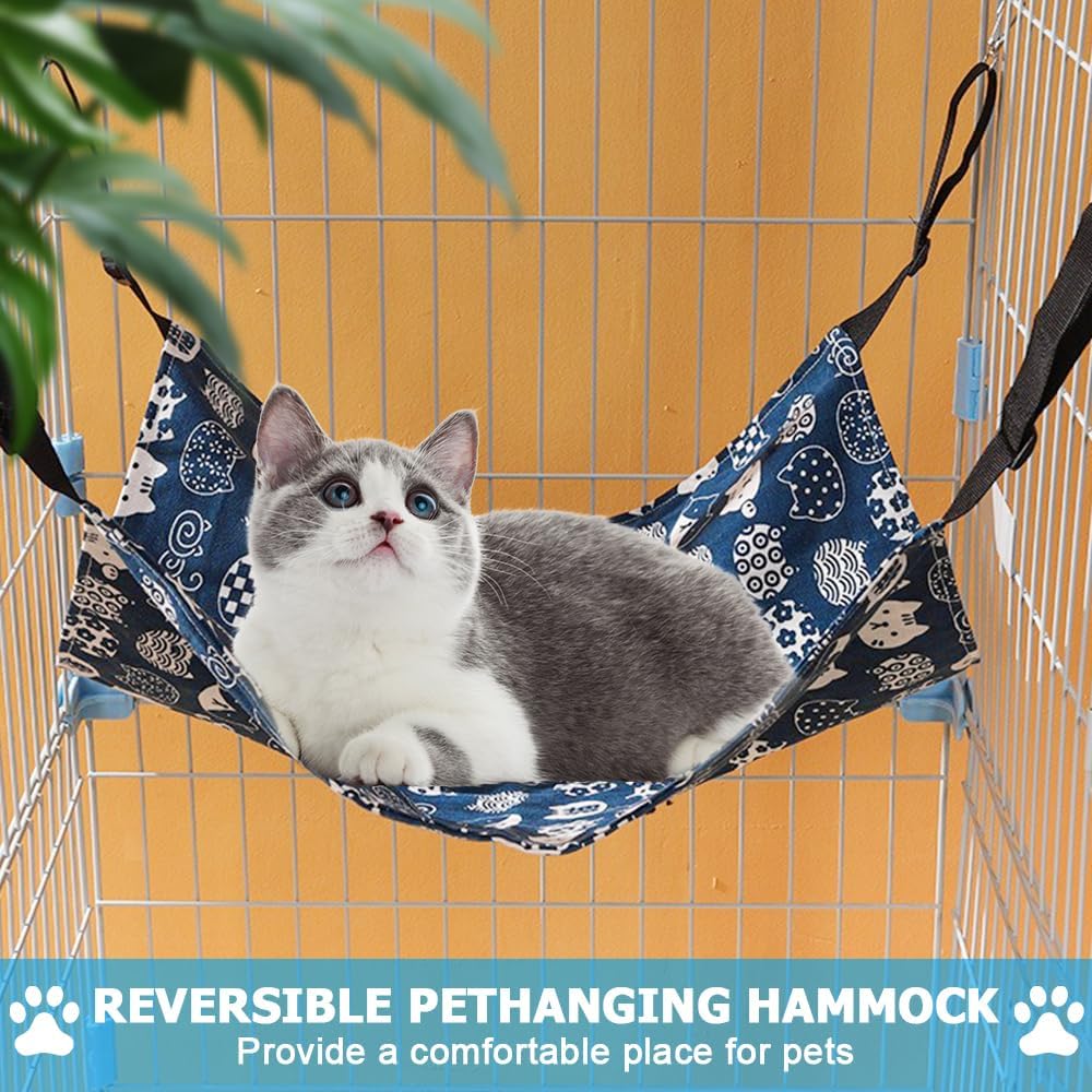 Detalle de Cat Hammock Bed 2PCS: Breathable Hanging Pet Bed with 4 Hooks