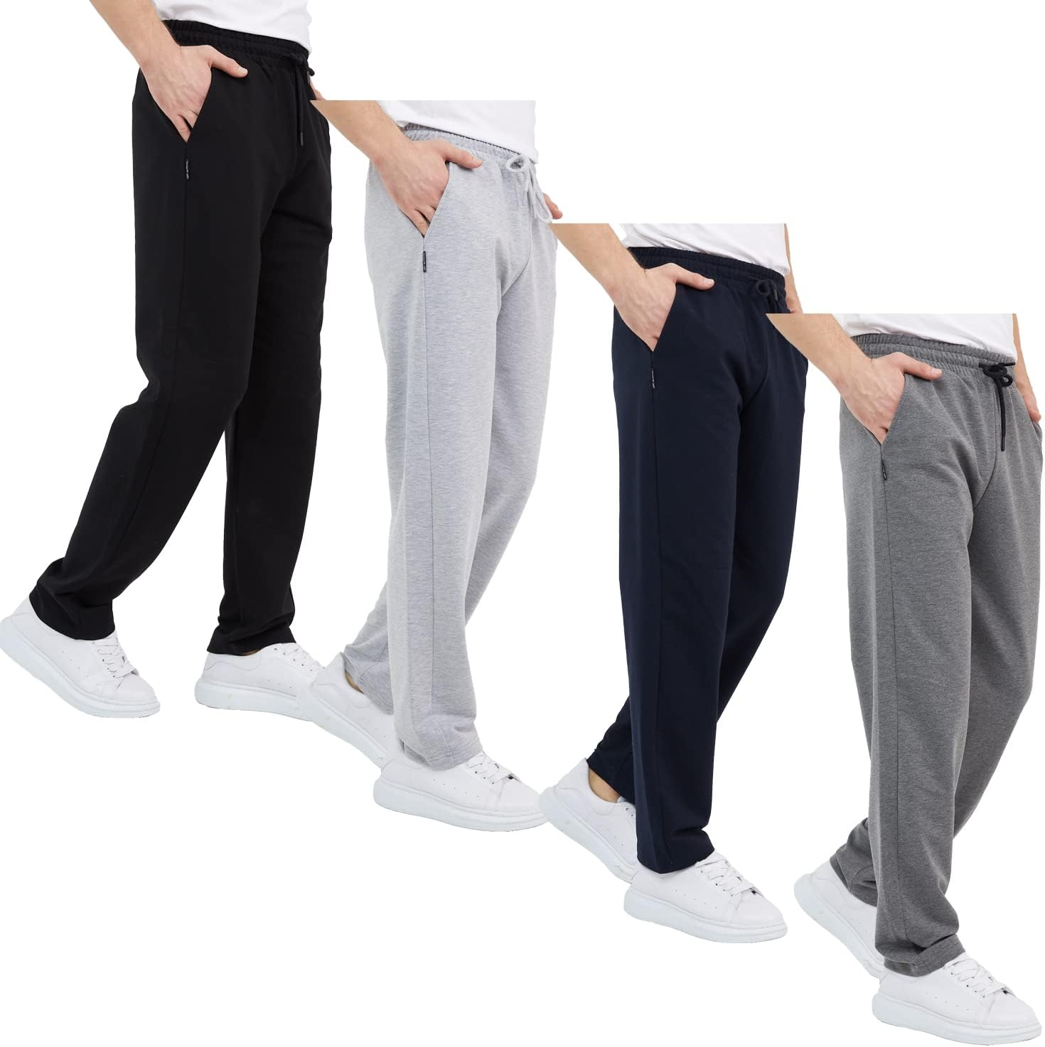 Detalle de Comeor Pantalon de Jogging en coton pour homme – Survêtement noir, taille L