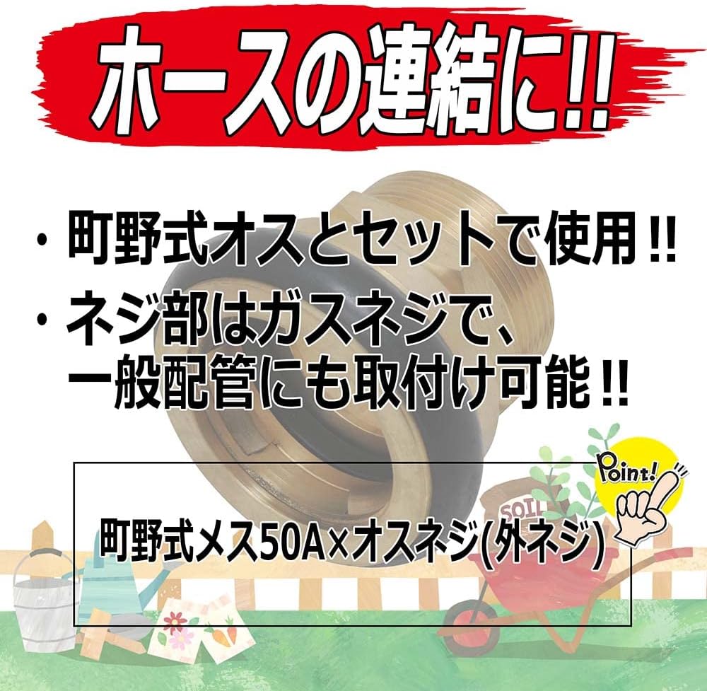 Detalle de セフティー3 43211-7958 町野式カップリング 50mm 町野メス×オスネジ