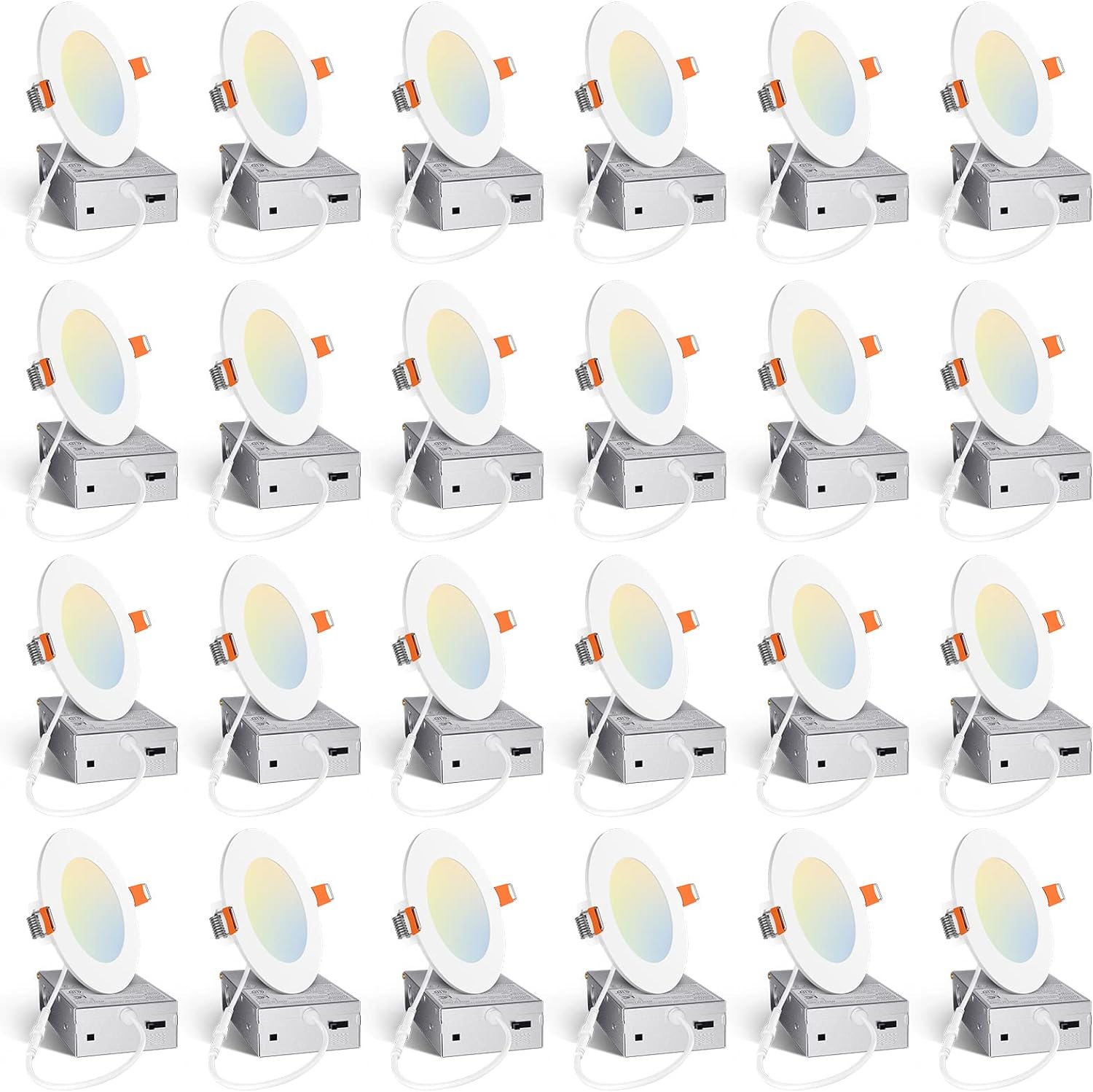 Detalle de Amico 24001 4-Inch LED Recessed Pot Lights, 5 CCT, Dimmable, 24-Pack