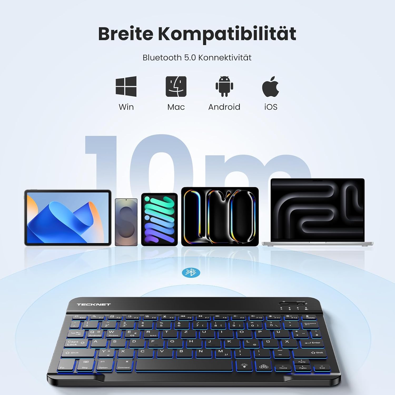Thumbnail 3 de TECKNET Deutsche Bluetooth Tastatur