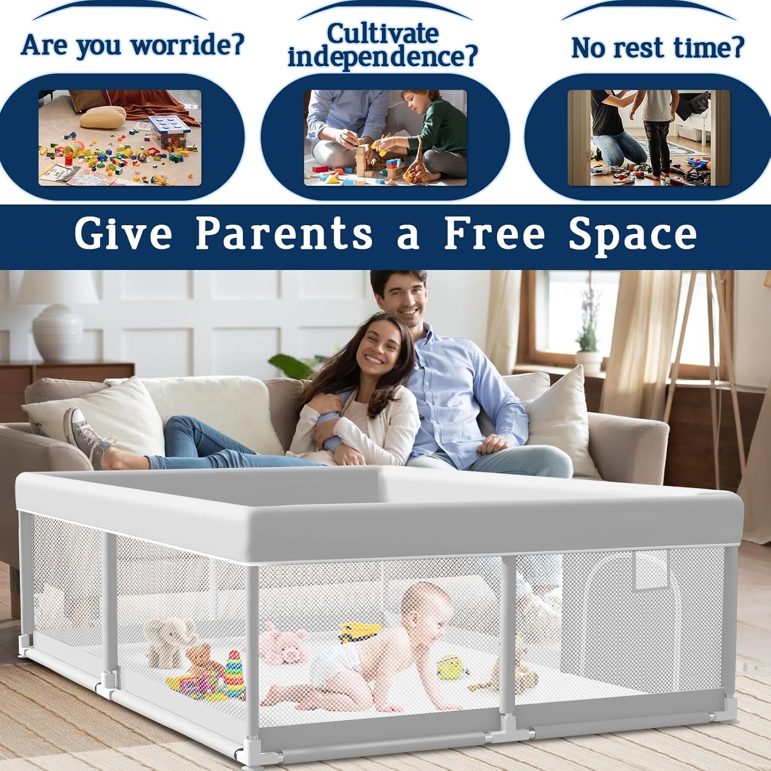 Thumbnail 1 de Jaobeem Baby Playpen 65 × 50 Inches