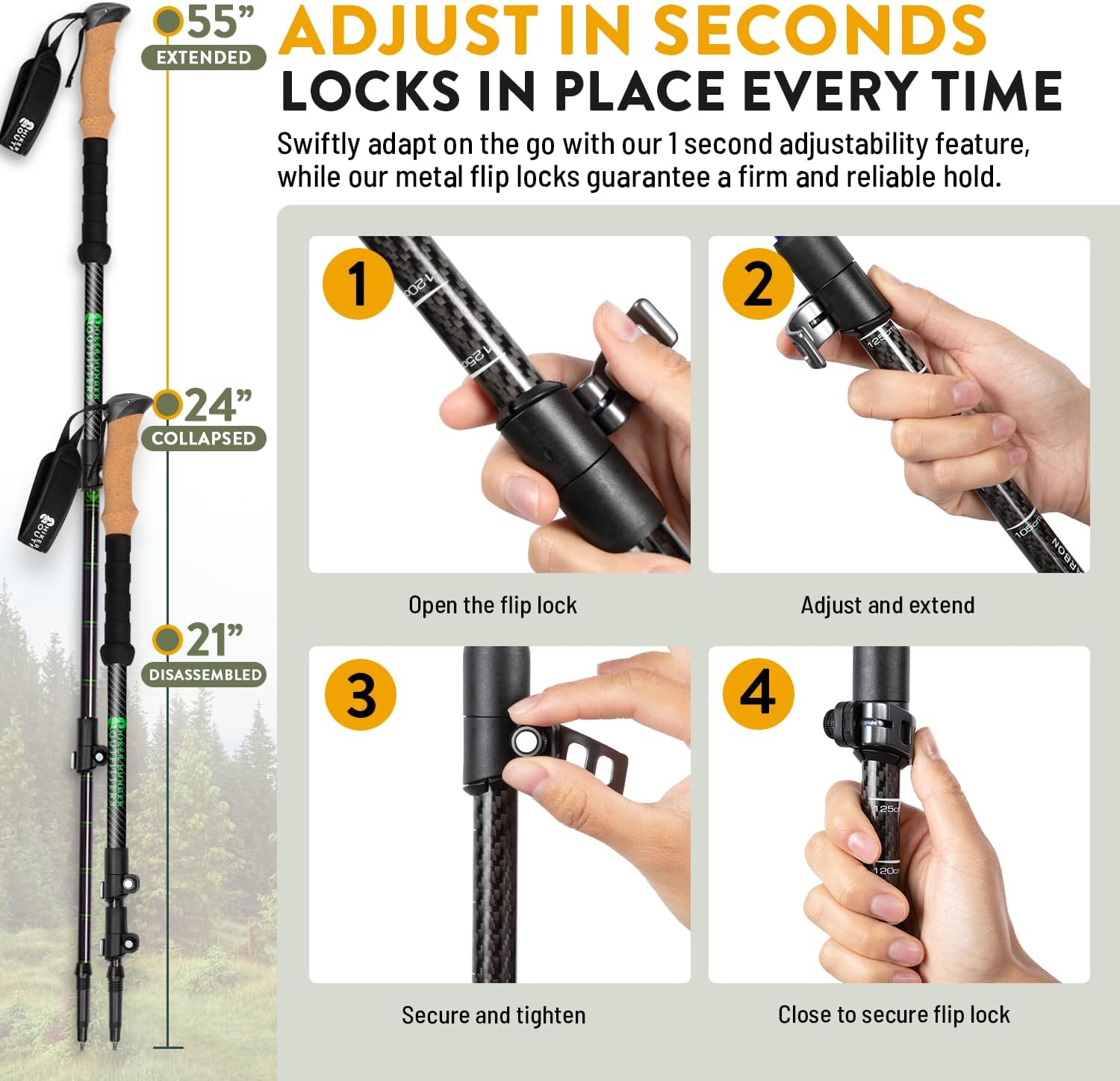 Thumbnail 5 de USA Brand 100% Carbon Fiber Trekking Poles 7.6 oz