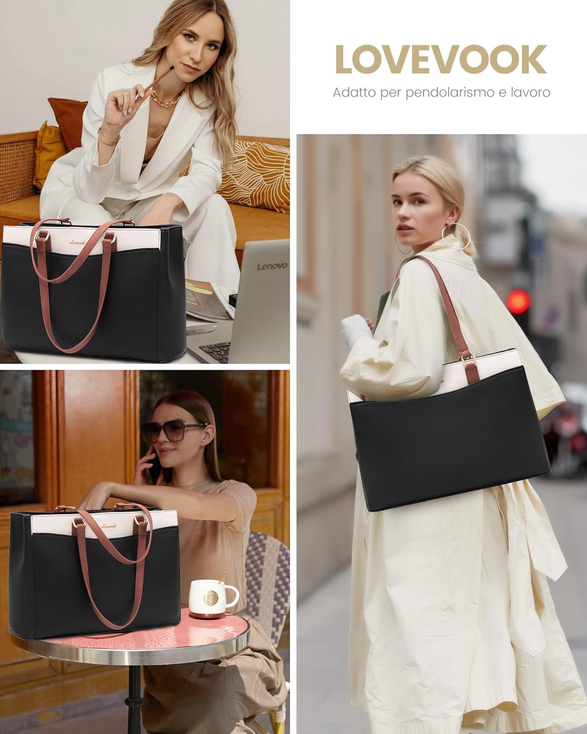 Thumbnail 1 de LOVEVOOK Borsa donna grande in PU con tracolla e scomparto laptop fino a 17”