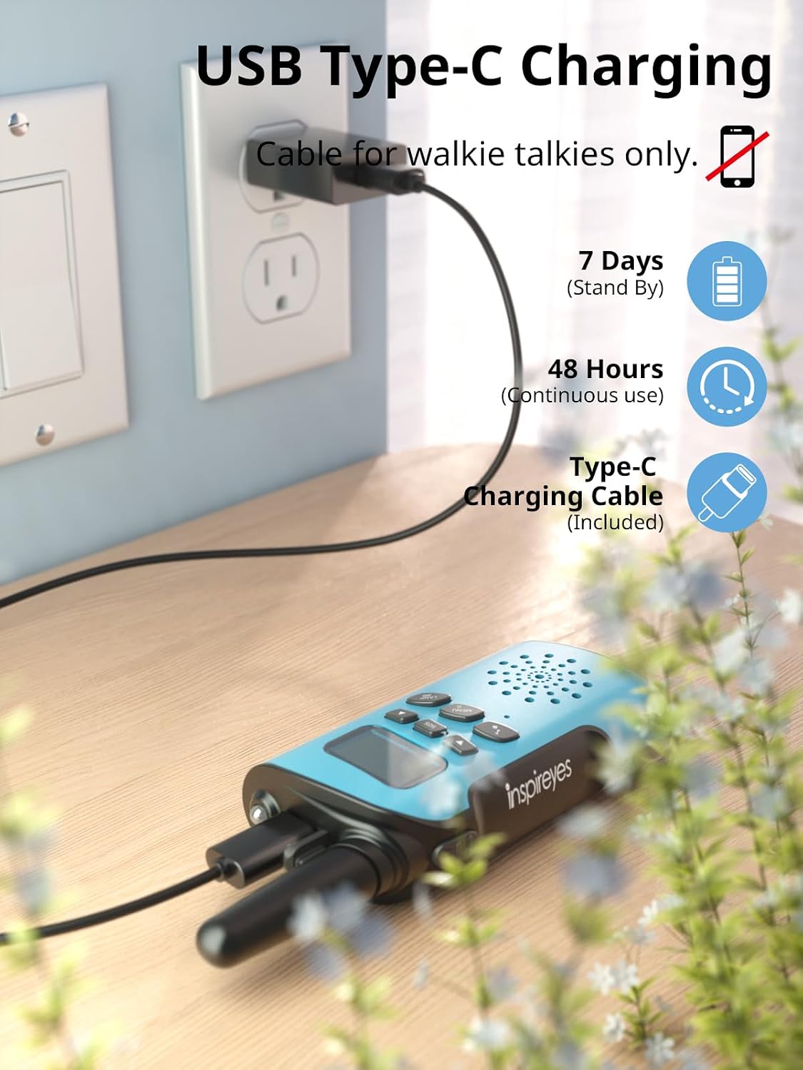 Detalle 2 de Inspireyes Walkie Talkie Niños Recargable 48 horas