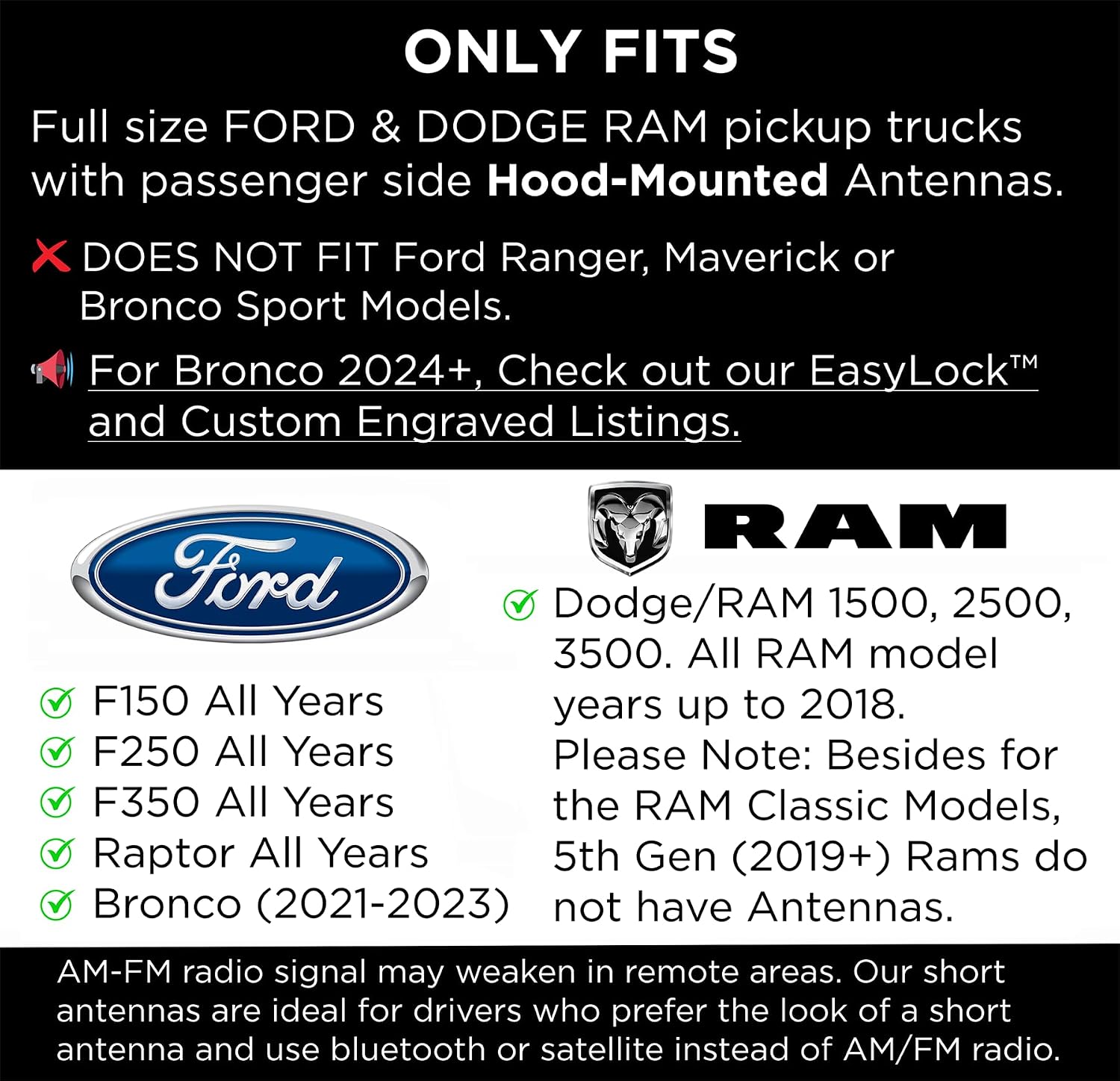 Thumbnail 5 de EcoAuto 50 Cal Bullet Antenna for Ford F150