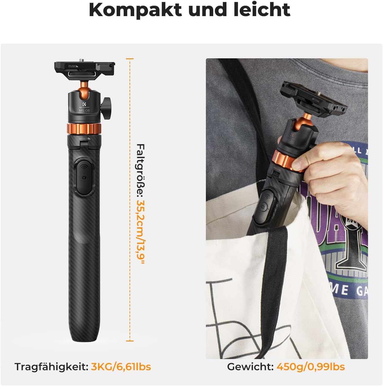 Thumbnail 6 de K&F CONCEPT MS08 Selfie Stick 158 cm