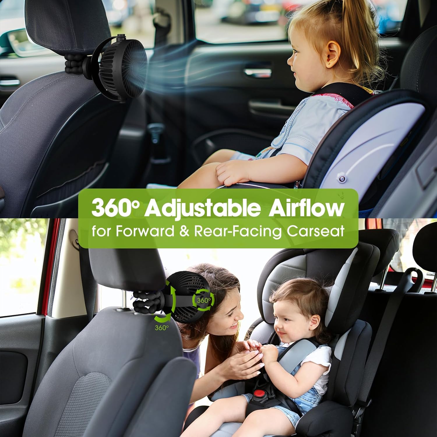 Thumbnail 2 de POPERFUN Portable Pram Fan – Rechargeable Clip-On Stroller Fan with 360° Rotation