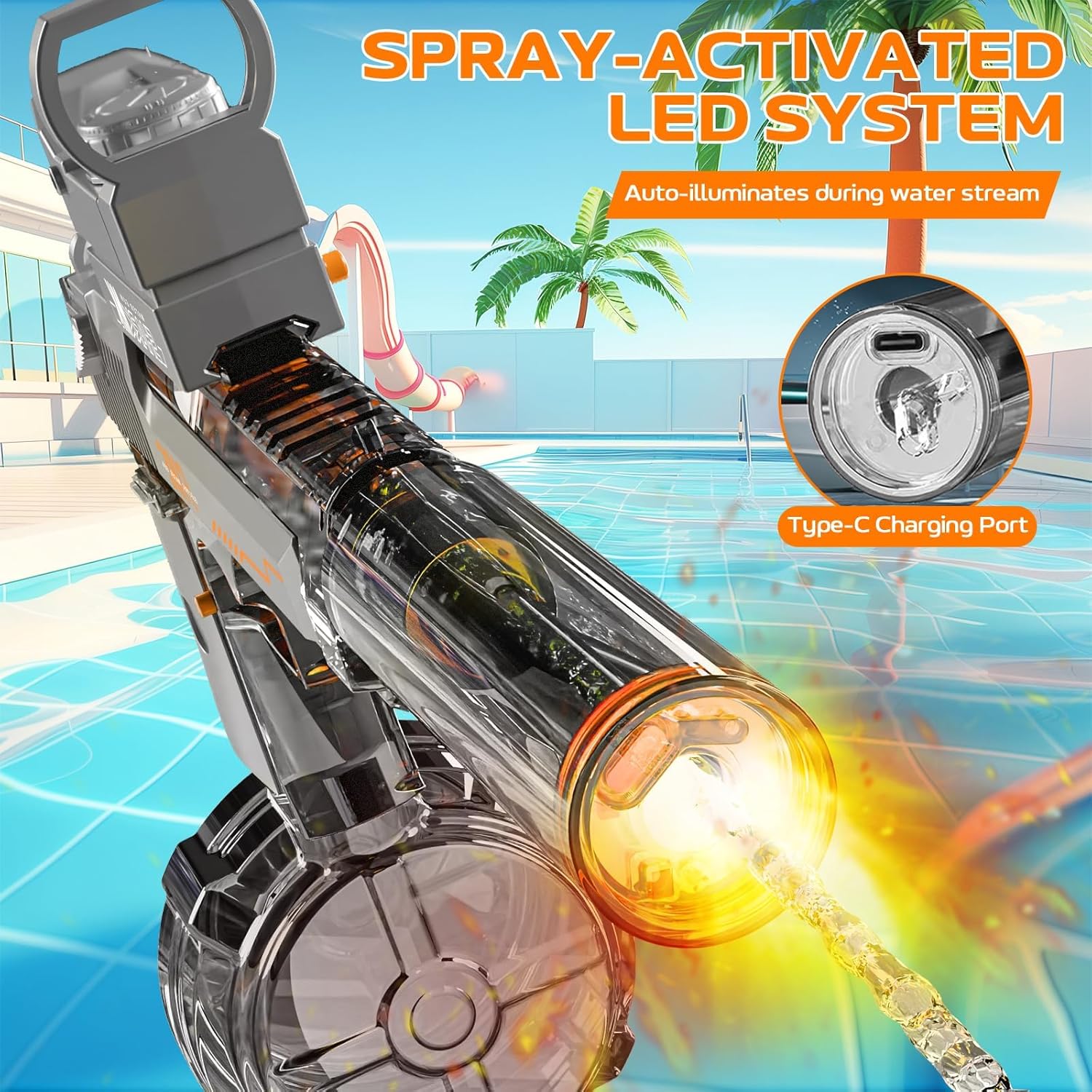 Thumbnail 1 de StimuVariety Electric Water Gun for Adults & Kids (Black) with LED Lighted Nozzle