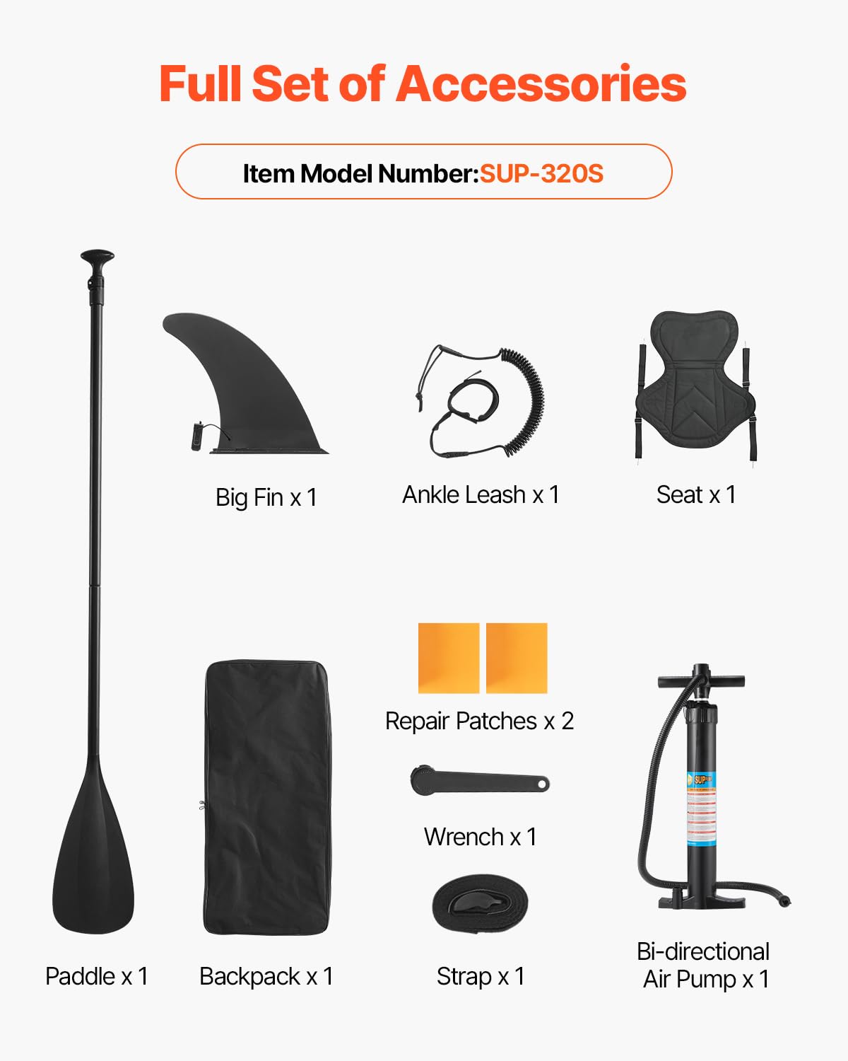Thumbnail 6 de VEVOR Tavola da Paddle Gonfiabile con sedile 323 x 83,8 x 15,2 cm (SUP) con accessori e pompa