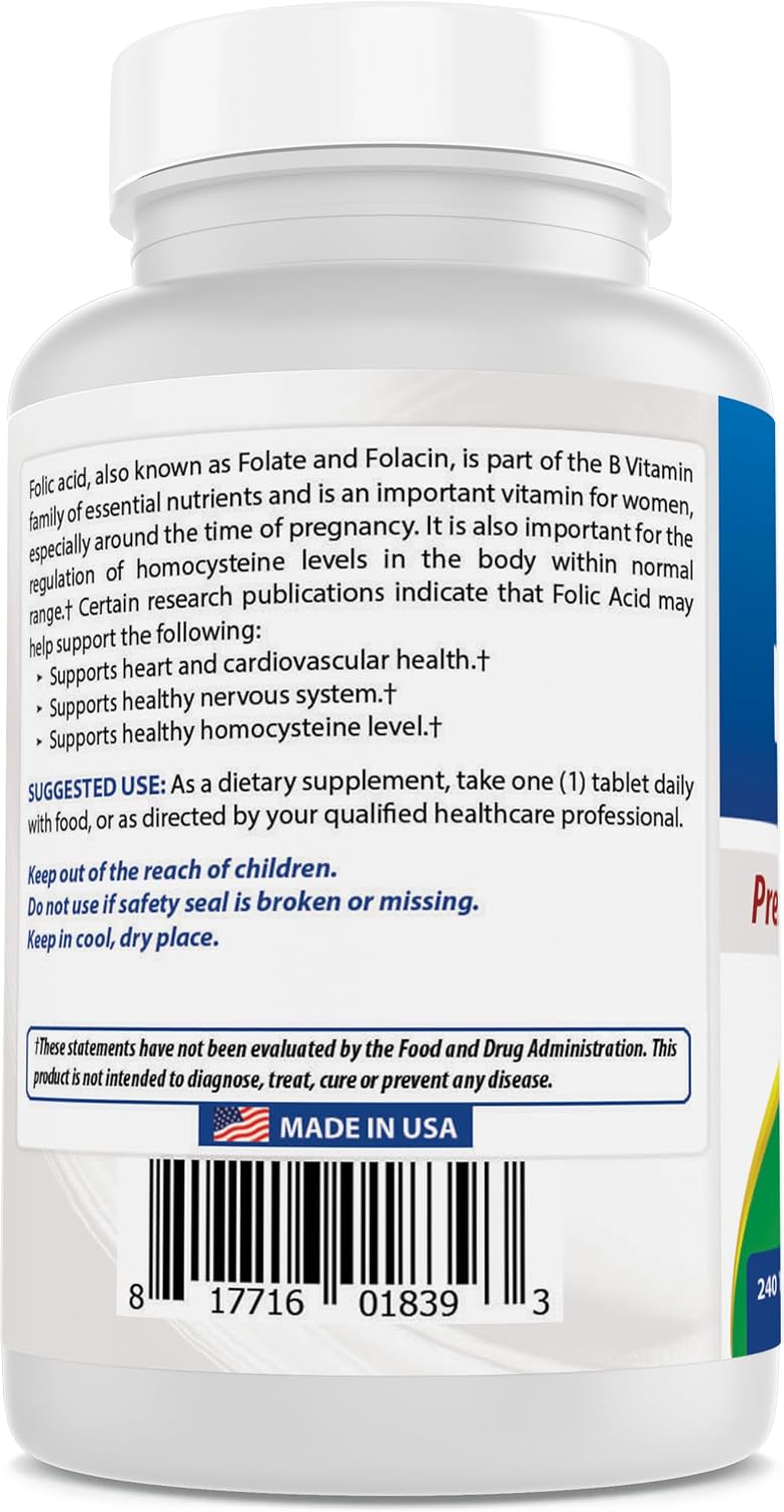 Detalle 2 de Best Naturals Folic Acid Tablets 1000 mcg