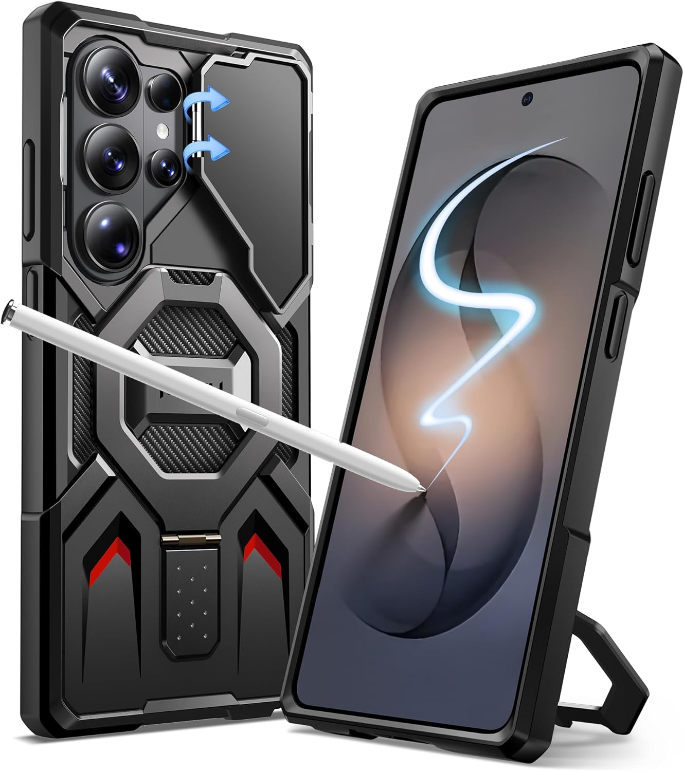 TONGATE for Samsung Galaxy S26 Ultra Case with Magnetic Stand, MagSafe Compatibility, Camera Cover & Ring Holder (Black)