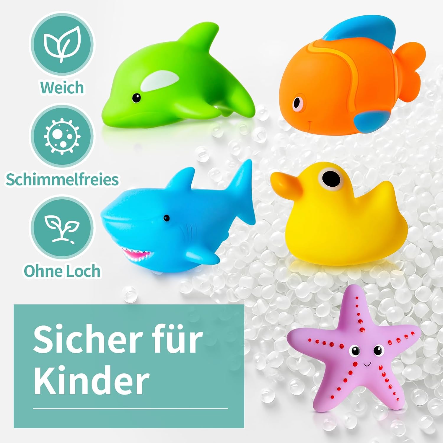 Detalle 2 de Ohne Loch Badespielzeug 9-teilig für Kleinkinder