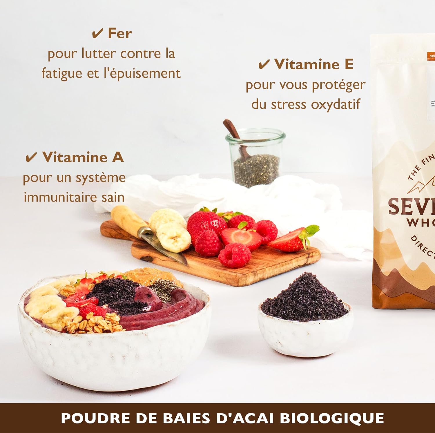 Detalle 2 de Sevenhills Wholefoods Poudre d'açaï 250g 🥣