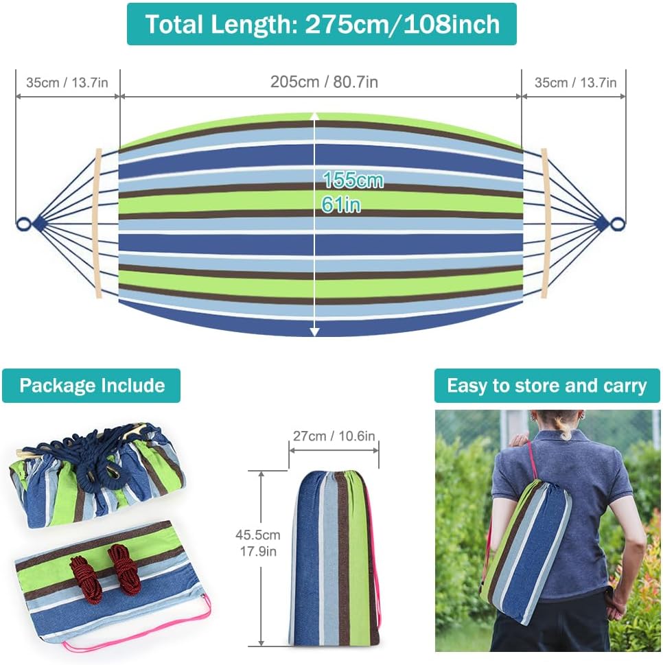 Detalle de MOSFiATA Hammocks Portable Camping Hammock (Light Green) with anti-roll balance bars and tree straps