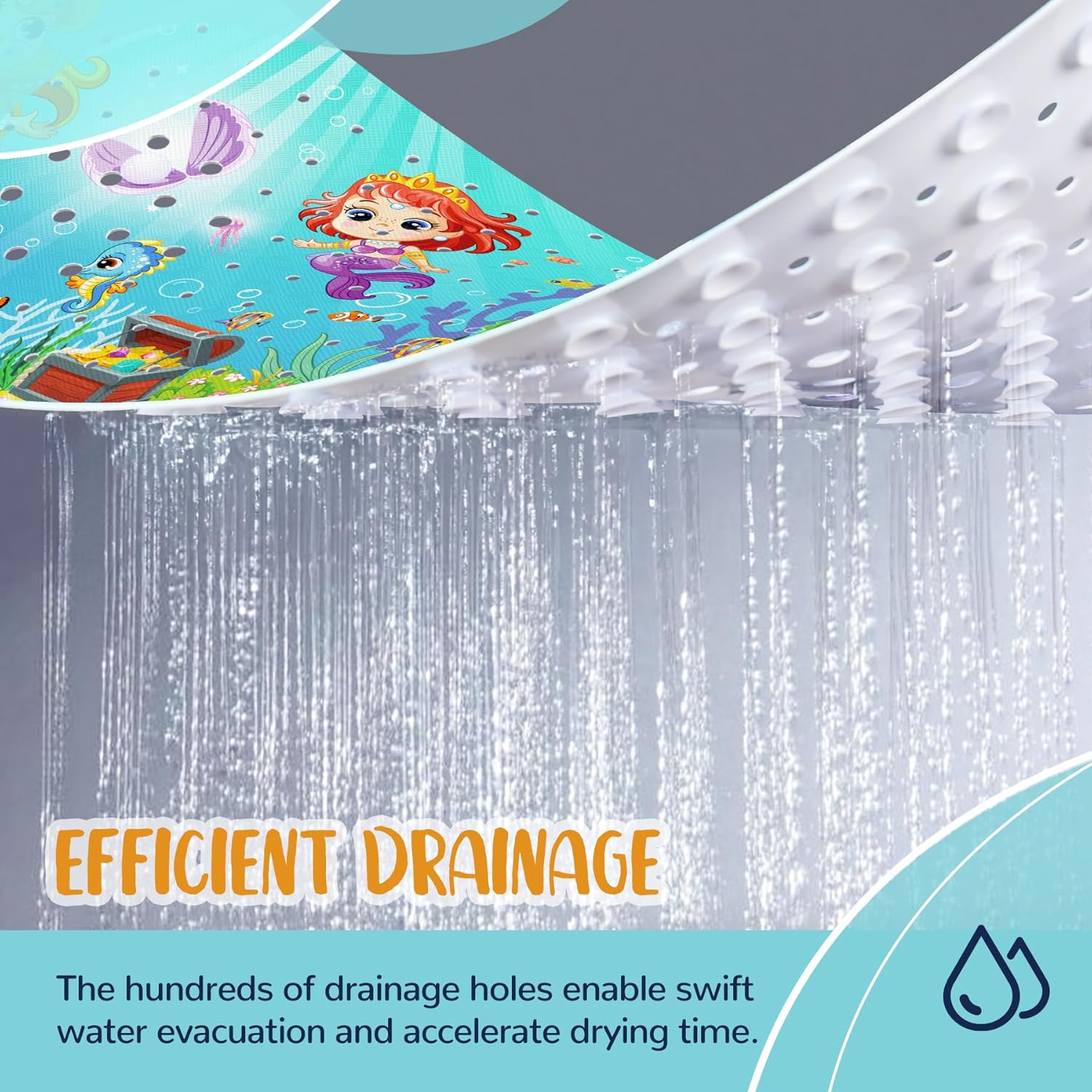 Thumbnail 4 de NiBaby Mermaid Non-Slip Bath Mat (102x41cm) with Suction Cups