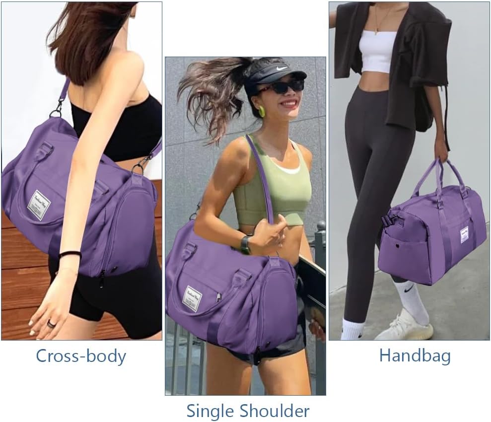 Detalle de Flintronic Sporttasche / Reisetasche (Reise-Duffel) mit Schuhfach & Nassfach, wasserabweisend, lila