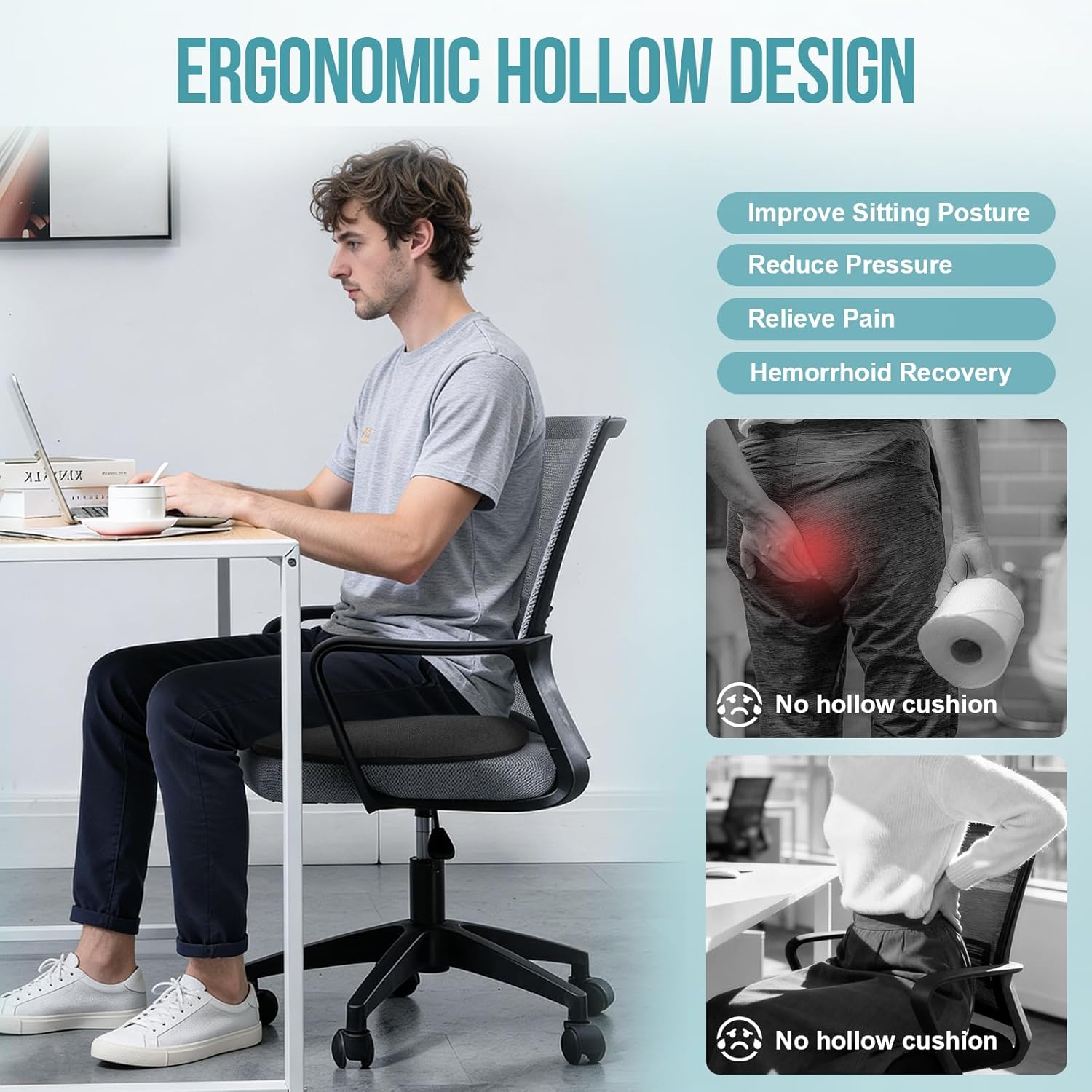 Thumbnail 2 de DmTown Donut Cushion for Hemorrhoids – Comfortable Coccyx Pillow with Memory Foam