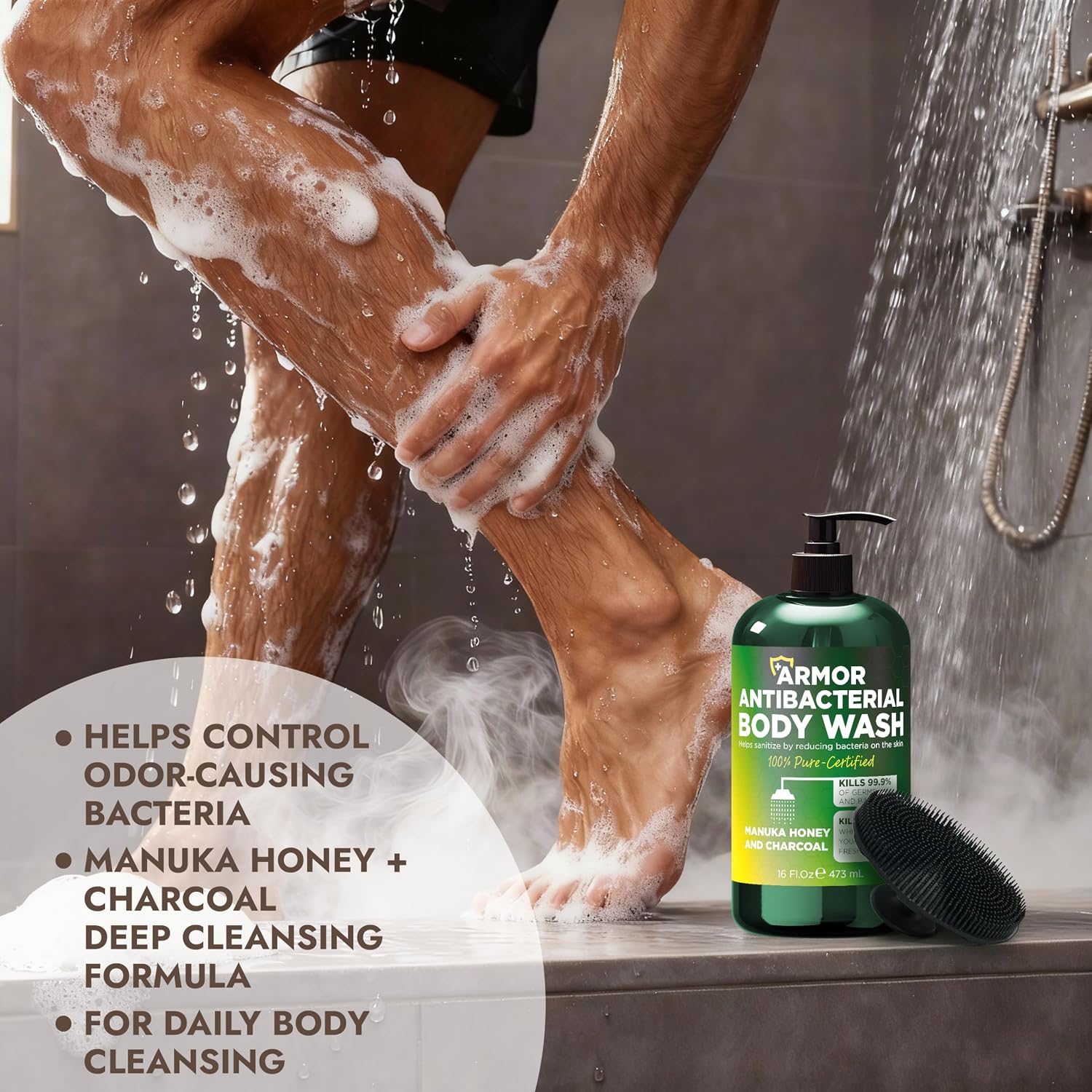 Thumbnail 6 de Antibacterial Body Wash with Manuka Honey & Charcoal (16 fl oz) — Kills 99.9% of Germs