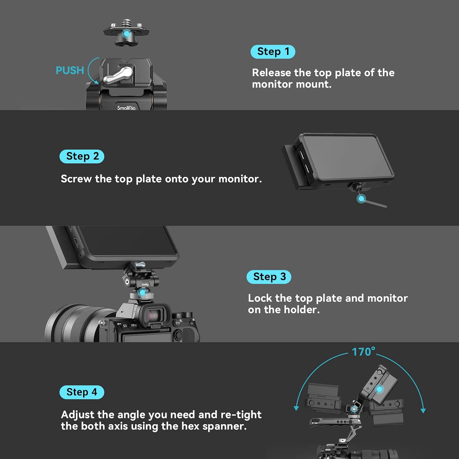Thumbnail 4 de SMALLRIG 3514C Monitorhalterung 7"