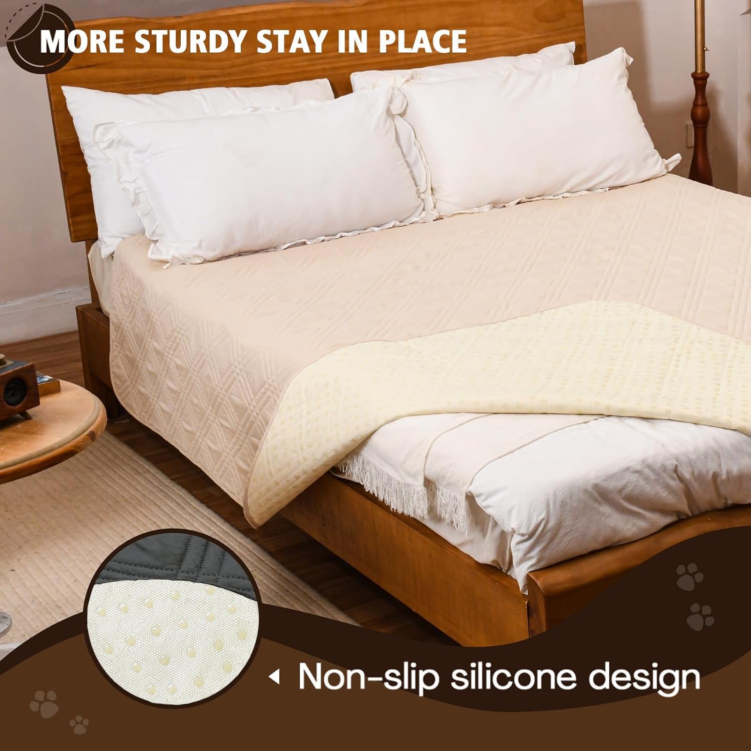Thumbnail 2 de Waterproof Dog Bed Covers for Couch Protection – Water-Resistant Anti-Slip Soft Dog Pet Blanket (137x208cm, Brown)