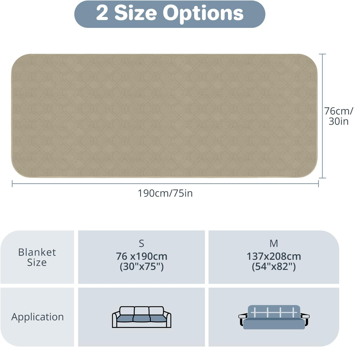 Detalle 2 de Luvore Waterproof Dog Bed Cover: 76x190cm Khaki, Double-Layer Protection with Anti-Slip Backing