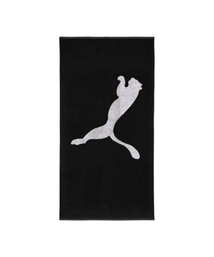 Detalle de PUMA Team Towel Small (50x100) – Unisex, Schwarz/Weiß, Modell 054553