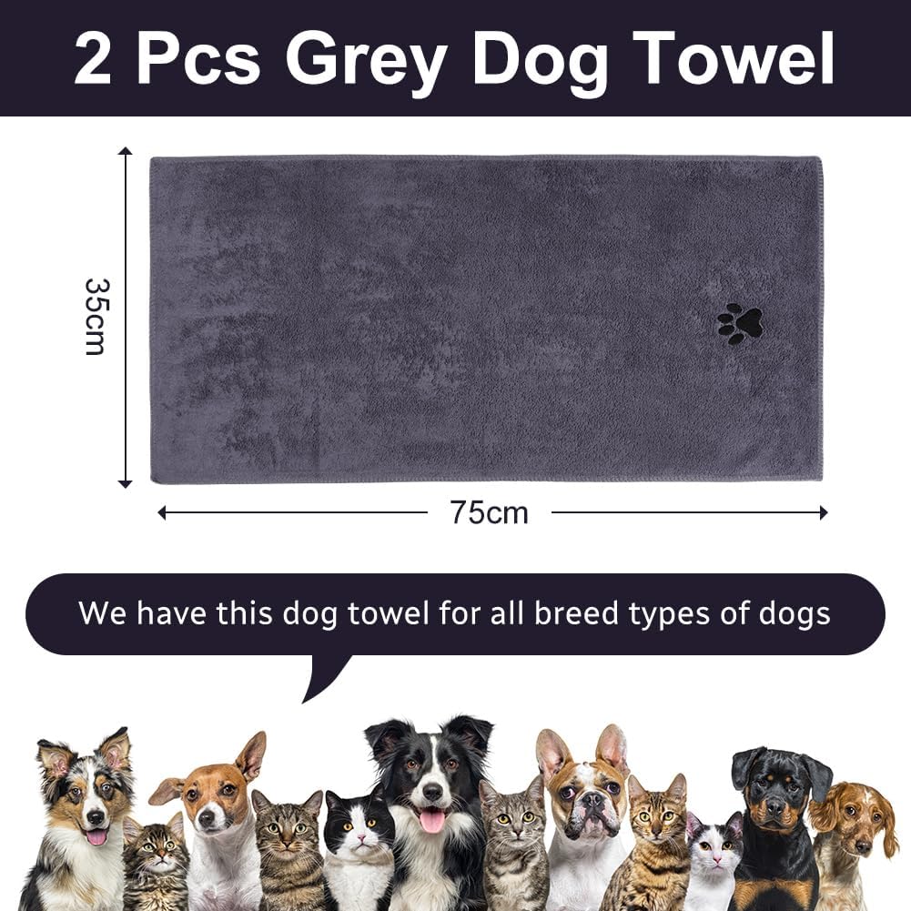 Detalle de Adiwo – Set di 2 Asciugamani per Cani in Microfibra 75x35 cm: morbide, assorbenti e ad asciugatura rapida