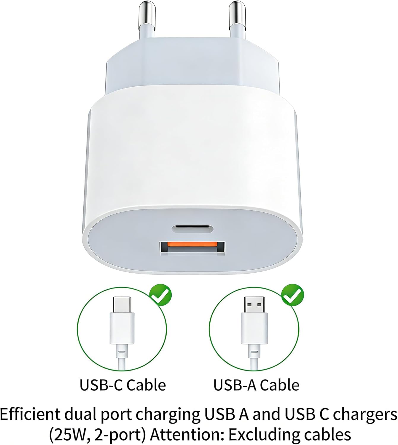 Thumbnail 1 de Samneer Alimentatore di ricarica rapida da 25W (bianco) con USB-C e USB-A
